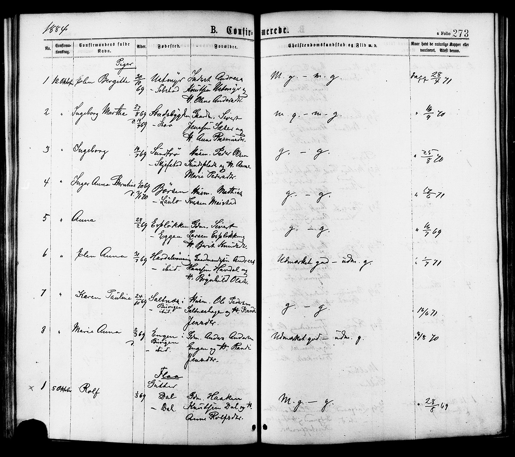 Ministerialprotokoller, klokkerbøker og fødselsregistre - Sør-Trøndelag, AV/SAT-A-1456/691/L1079: Parish register (official) no. 691A11, 1873-1886, p. 273