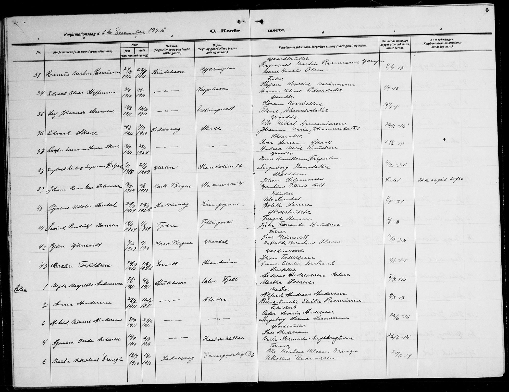 Laksevåg Sokneprestembete, AV/SAB-A-76501/H/Ha/Hab/Haba: Parish register (copy) no. A 10, 1925-1942, p. 6