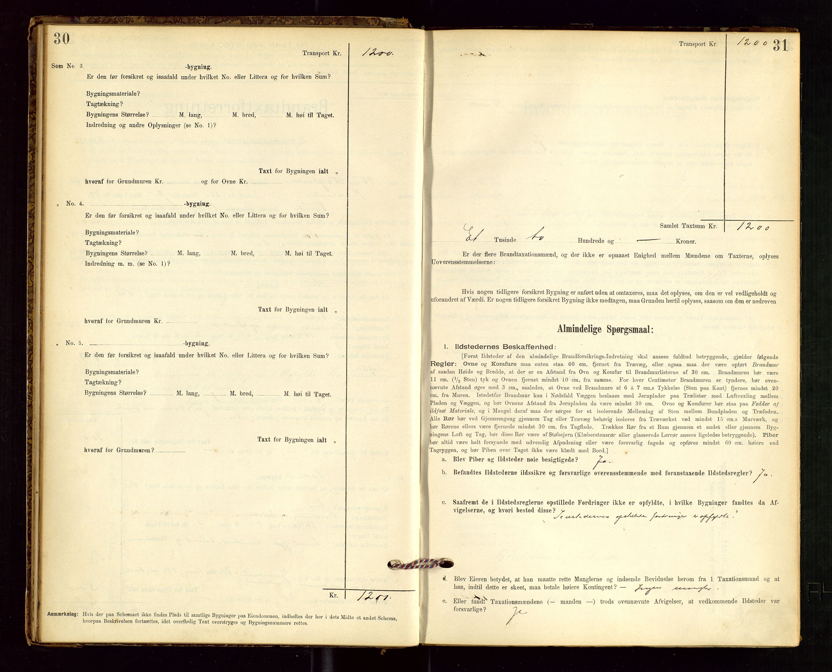 Tysvær lensmannskontor, AV/SAST-A-100192/Gob/L0001: "Brandtaxationsprotokol for Tysvær Lensmandsdistrikt Ryfylke Fogderi", 1894-1916, p. 30-31