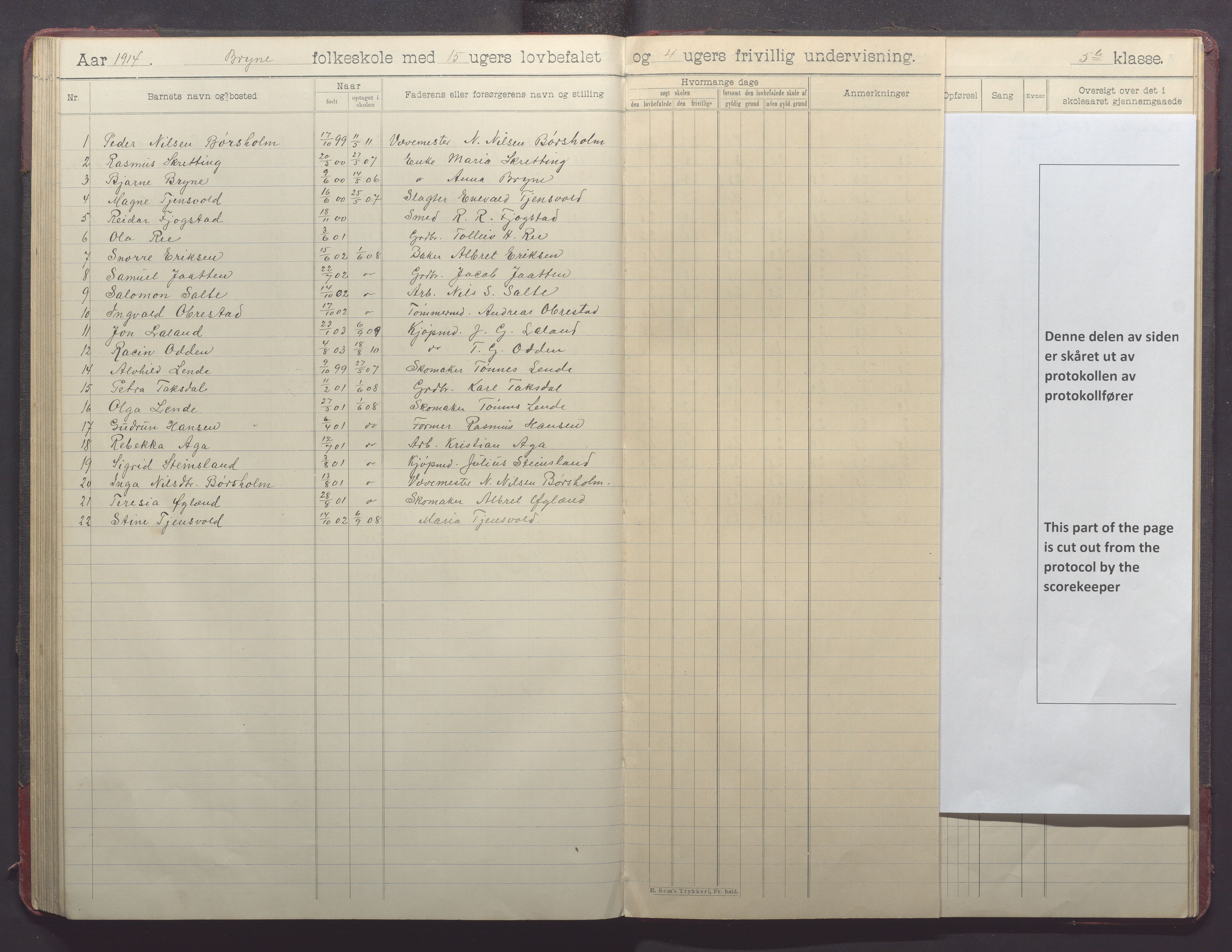 Time kommune - Bryne skule, IKAR/K-100797/H/L0002: Skoleprotokoll, 1902-1917, p. 85