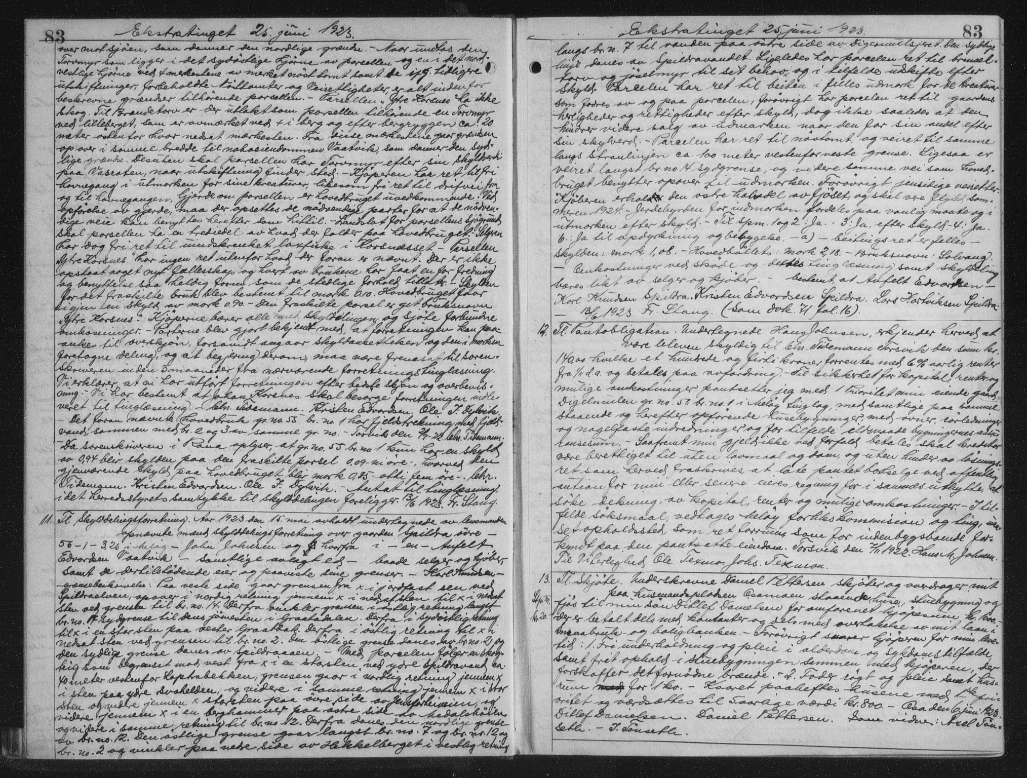 Rana sorenskriveri , AV/SAT-A-1108/1/2/2C/L0018: Mortgage book no. 18, 1923-1928, p. 83, Deed date: 25.06.1923
