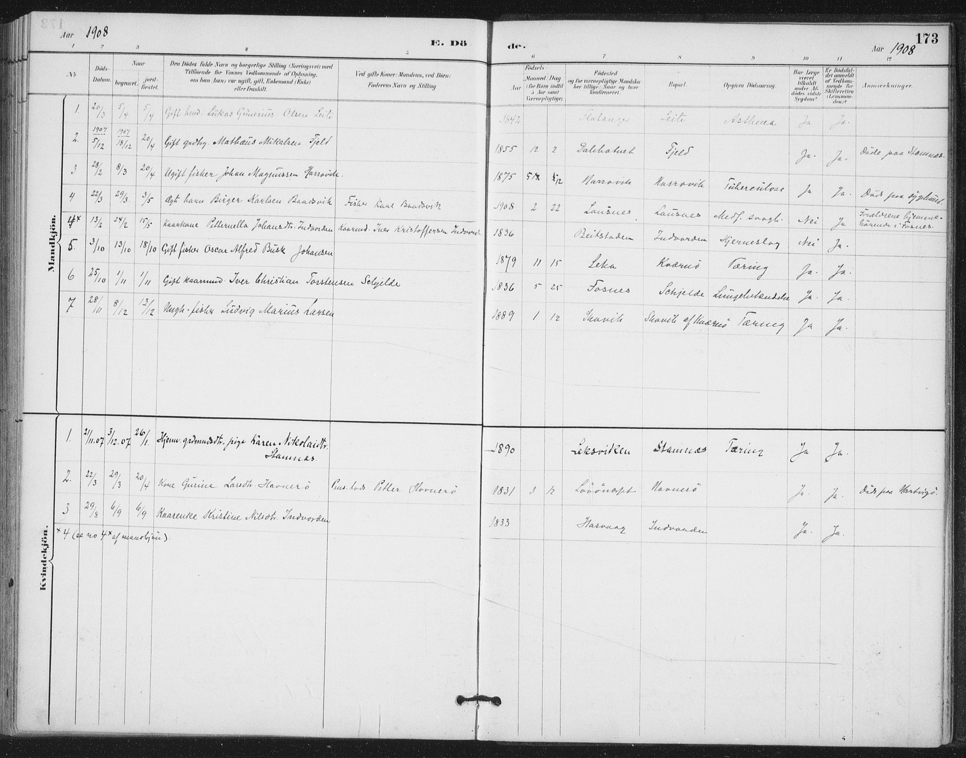 Ministerialprotokoller, klokkerbøker og fødselsregistre - Nord-Trøndelag, SAT/A-1458/772/L0603: Parish register (official) no. 772A01, 1885-1912, p. 173