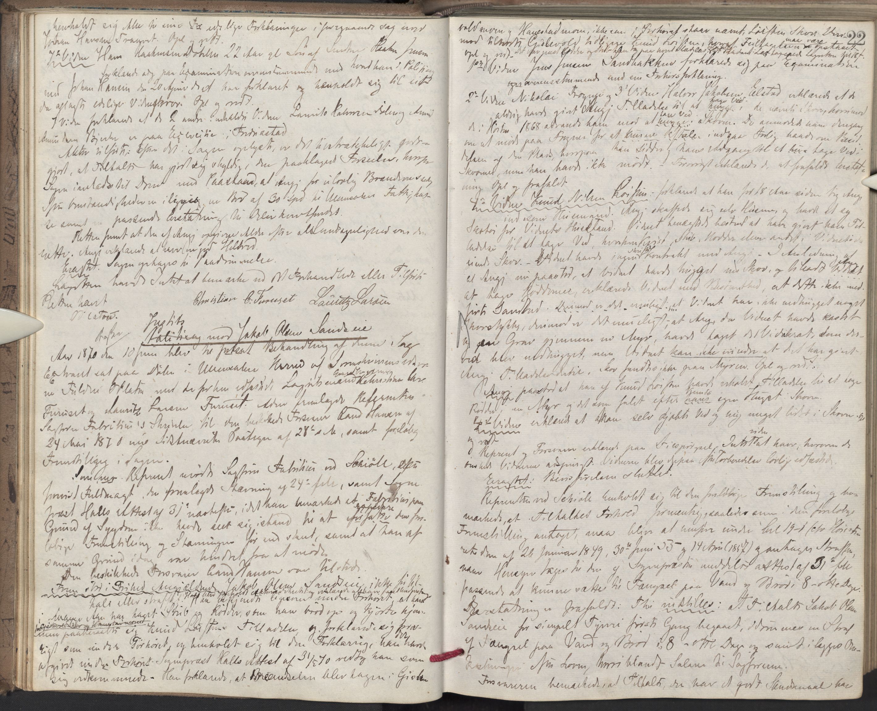Nes tingrett, AV/SAO-A-10548/F/Fc/Fcb/L0007: Ekstrarettsprotokoll "Q", 1870-1874, p. 21b-22a