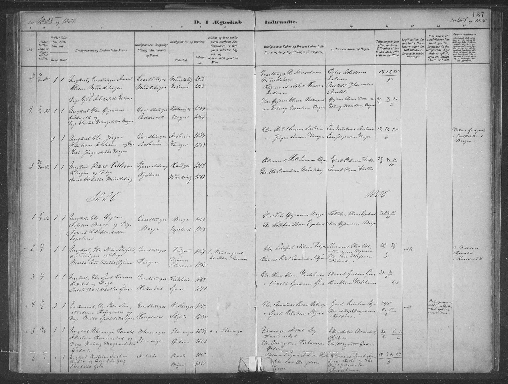 Ulvik sokneprestembete, SAB/A-78801/H/Hab: Parish register (copy) no. A 3, 1883-1908, p. 137