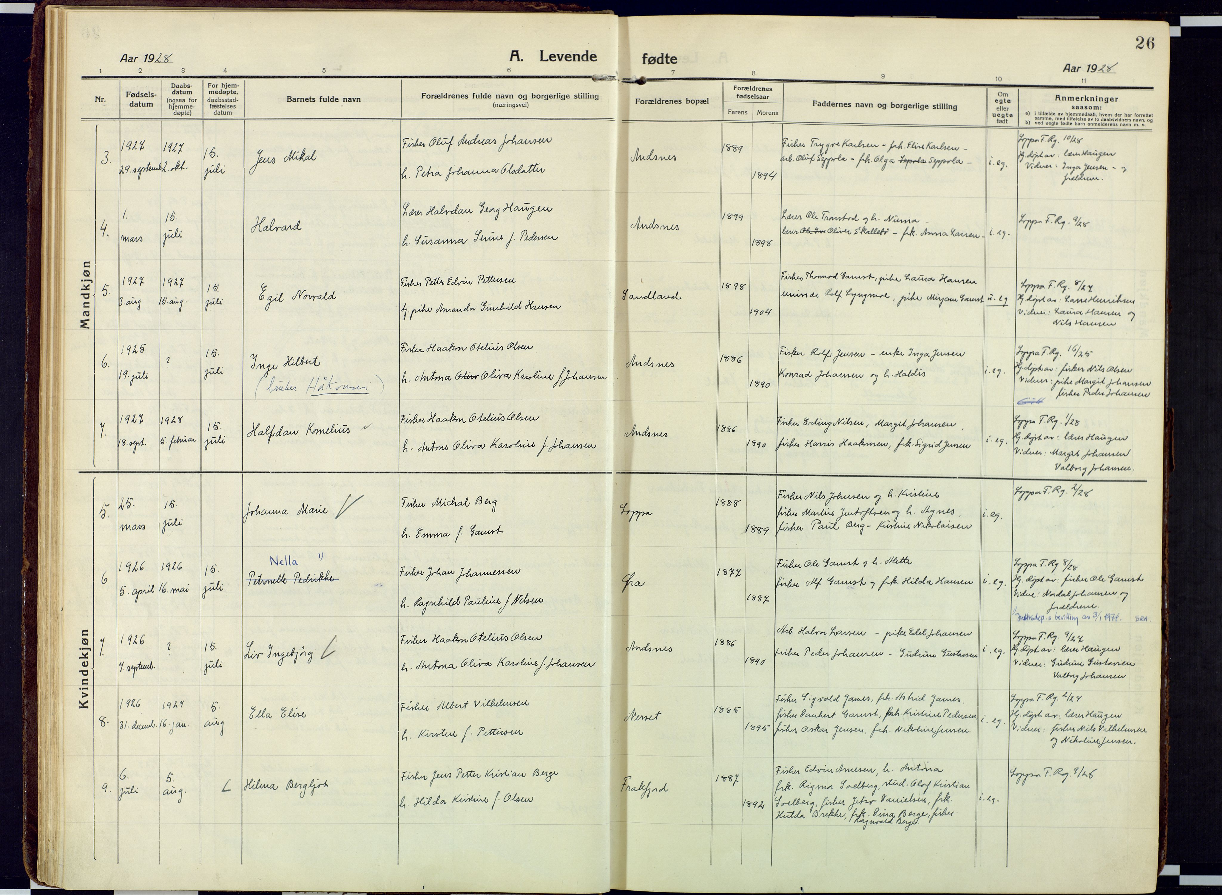 Loppa sokneprestkontor, AV/SATØ-S-1339/H/Ha/L0013kirke: Parish register (official) no. 13, 1920-1932, p. 26