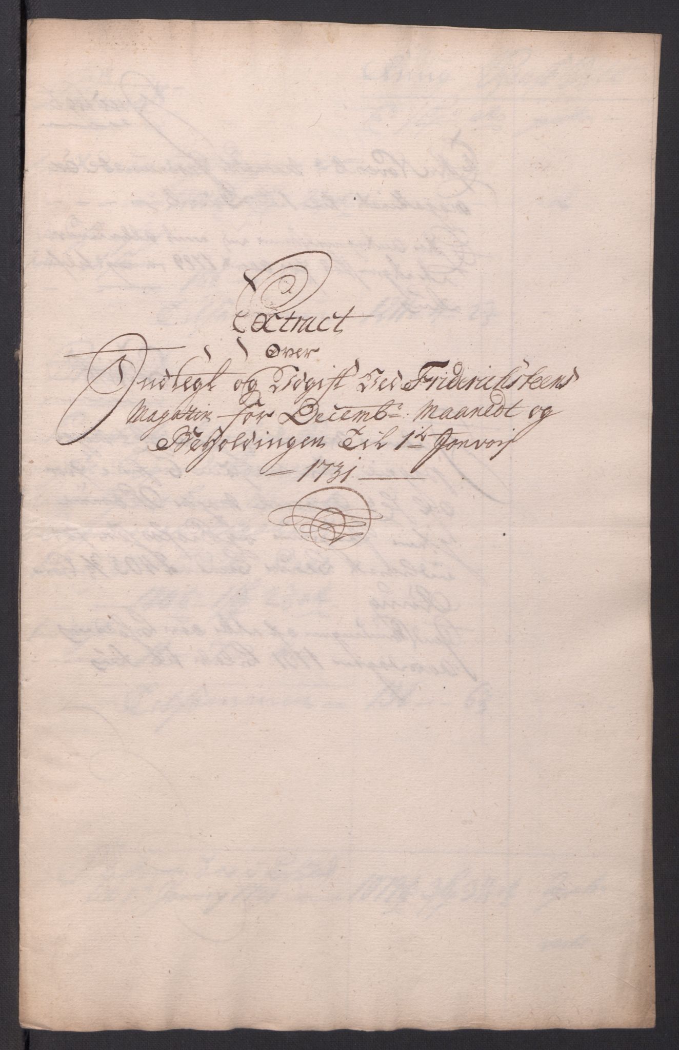 Kommanderende general (KG I) med Det norske krigsdirektorium, AV/RA-EA-5419/D/L0154: Fredriksten festning: Brev, inventarfortegnelser og regnskapsekstrakter, 1730-1739, p. 65