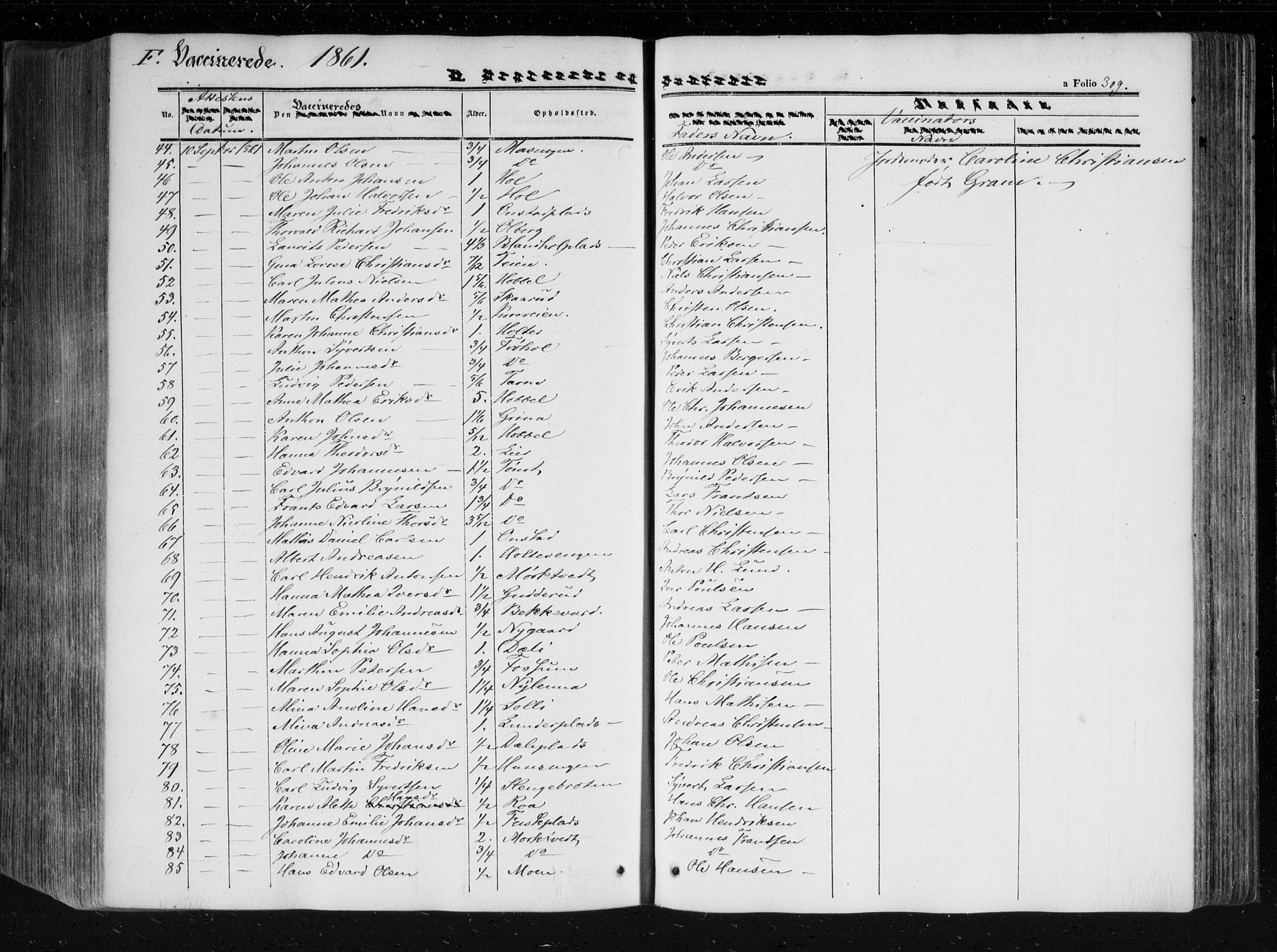 Askim prestekontor Kirkebøker, SAO/A-10900/F/Fa/L0005: Parish register (official) no. 5, 1847-1879, p. 309