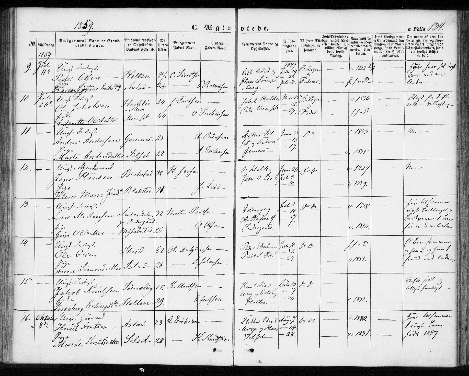 Ministerialprotokoller, klokkerbøker og fødselsregistre - Møre og Romsdal, AV/SAT-A-1454/584/L0965: Parish register (official) no. 584A05, 1857-1868, p. 134