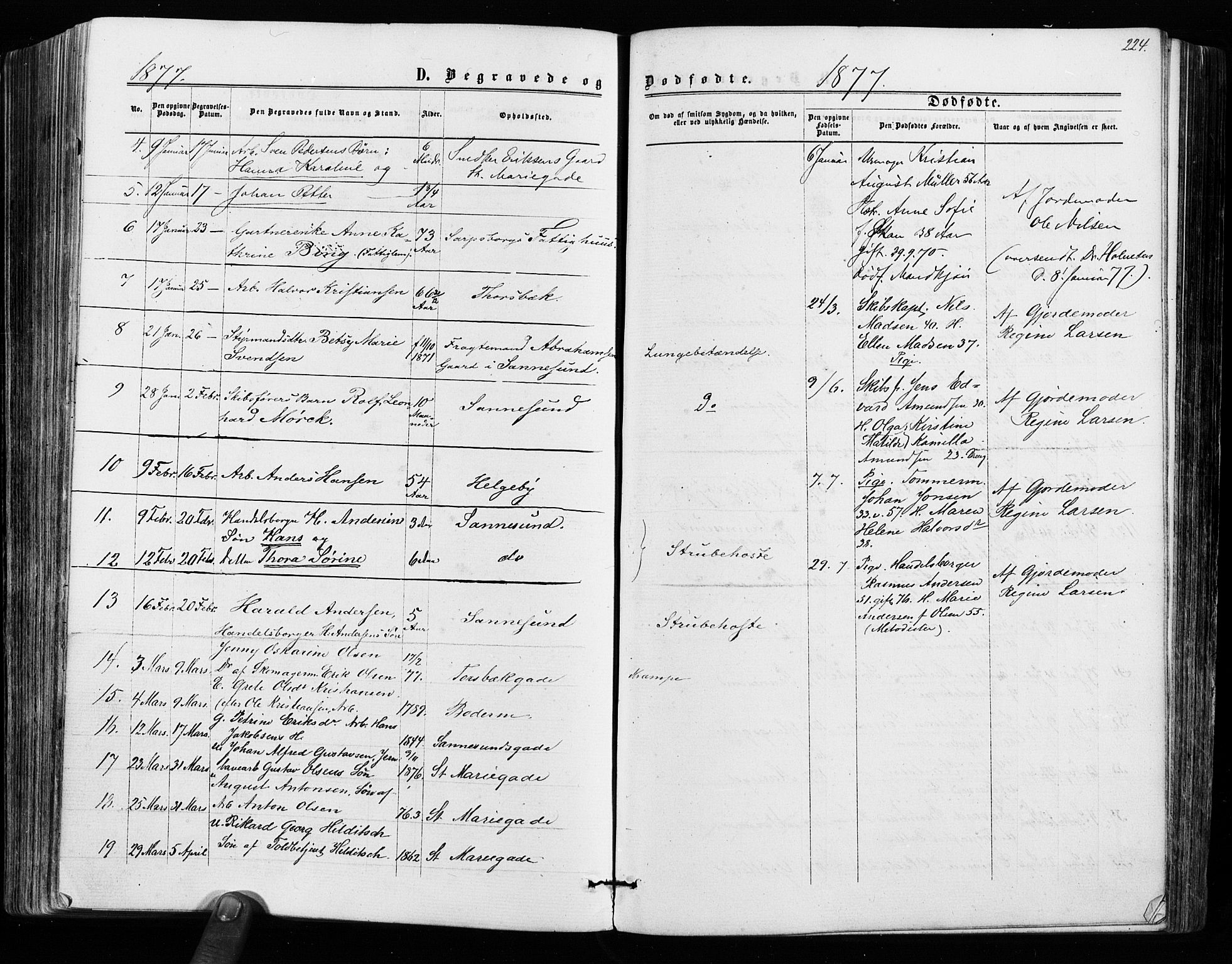 Sarpsborg prestekontor Kirkebøker, SAO/A-2006/F/Fa/L0002: Parish register (official) no. 2, 1869-1877, p. 224