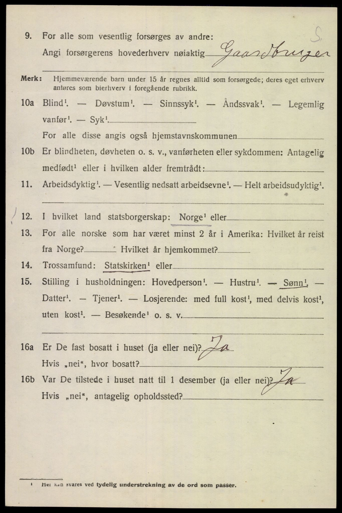 SAK, 1920 census for Kvås, 1920, p. 1327