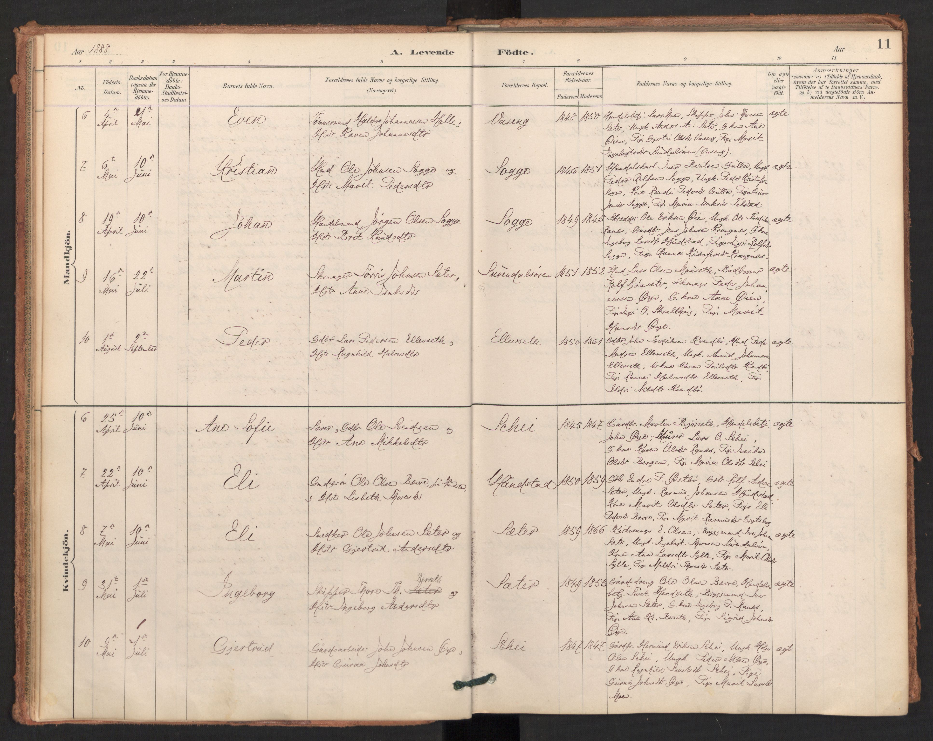 Ministerialprotokoller, klokkerbøker og fødselsregistre - Møre og Romsdal, AV/SAT-A-1454/596/L1056: Parish register (official) no. 596A01, 1885-1900, p. 11