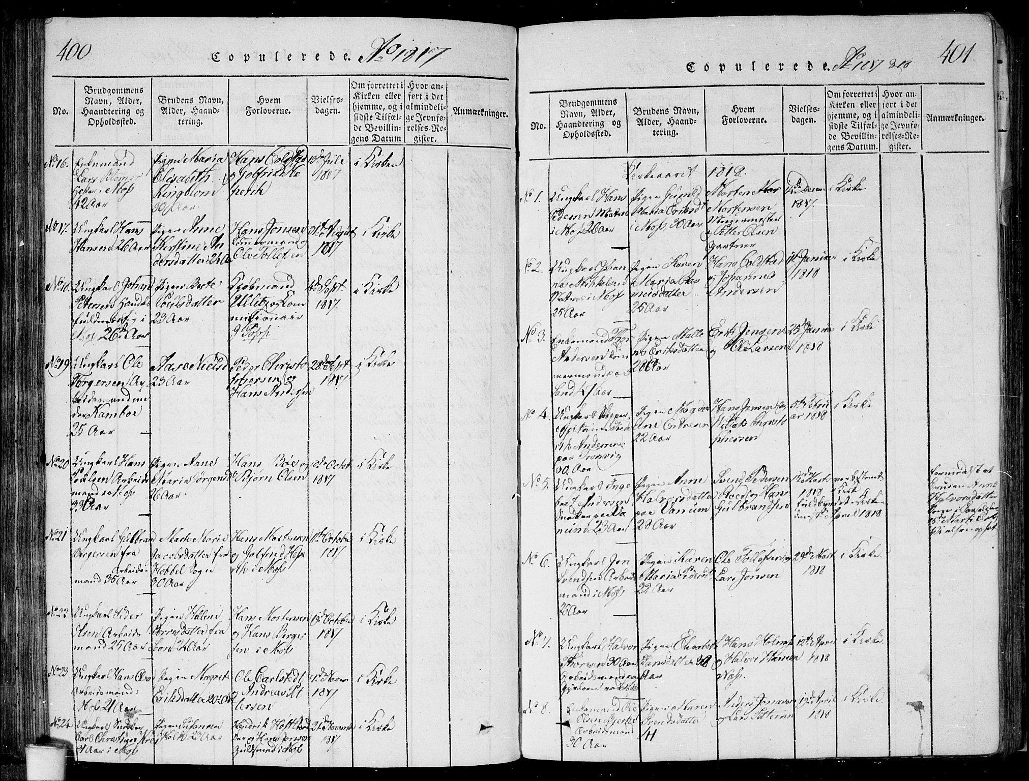 Moss prestekontor Kirkebøker, SAO/A-2003/F/Fa/L0005: Parish register (official) no. I 5, 1814-1828, p. 400-401