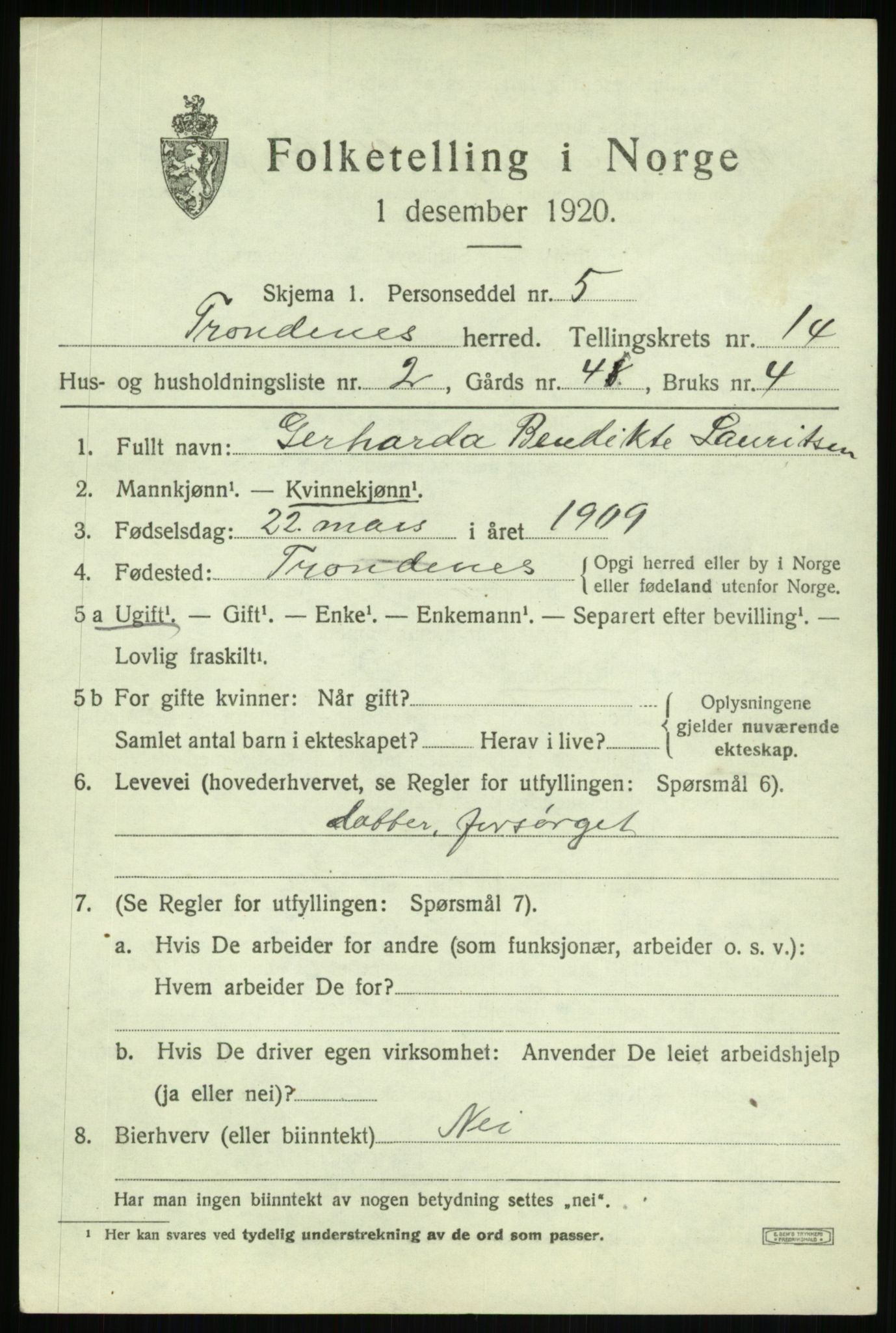 SATØ, 1920 census for Trondenes, 1920, p. 9977