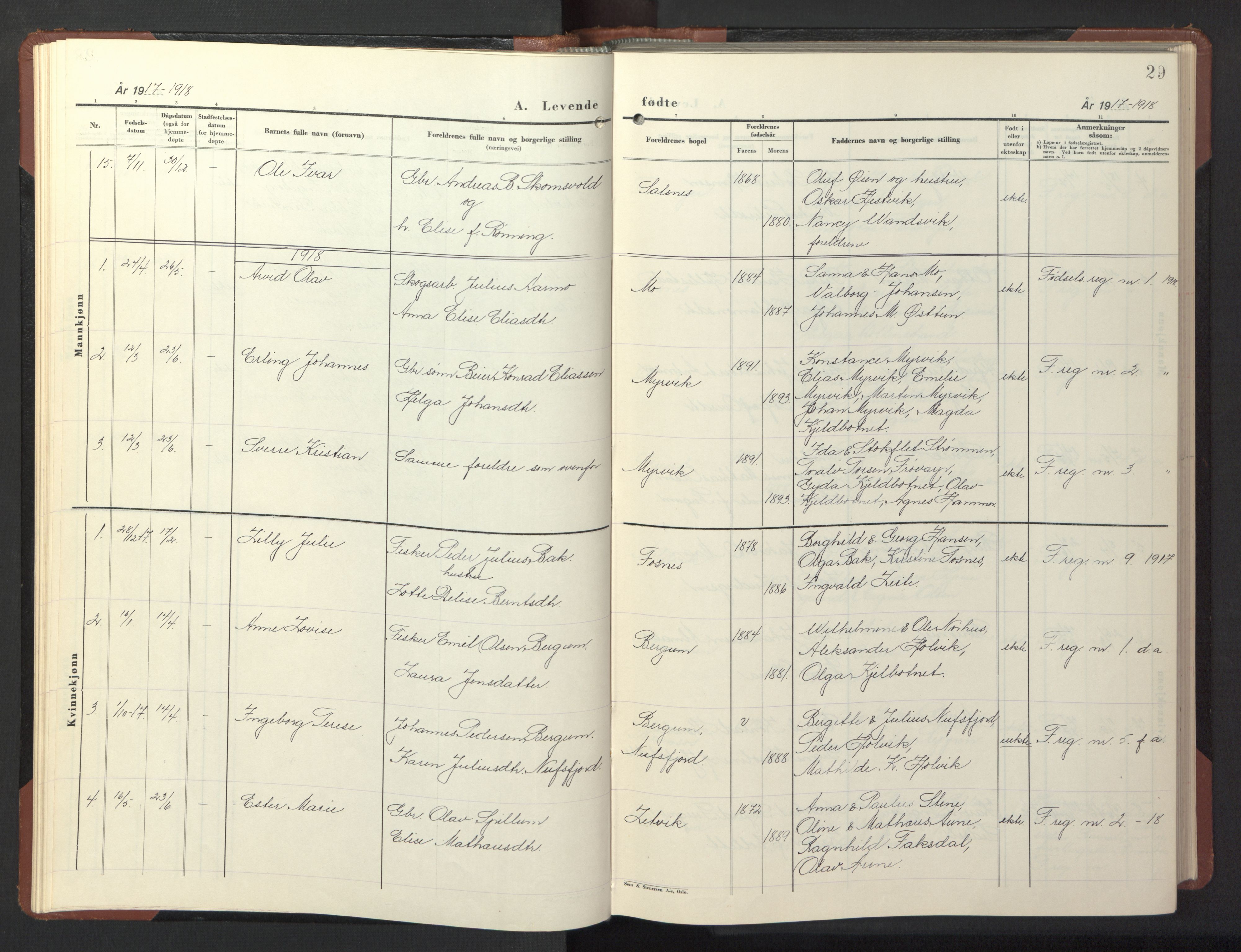 Ministerialprotokoller, klokkerbøker og fødselsregistre - Nord-Trøndelag, SAT/A-1458/773/L0625: Parish register (copy) no. 773C01, 1910-1952, p. 29