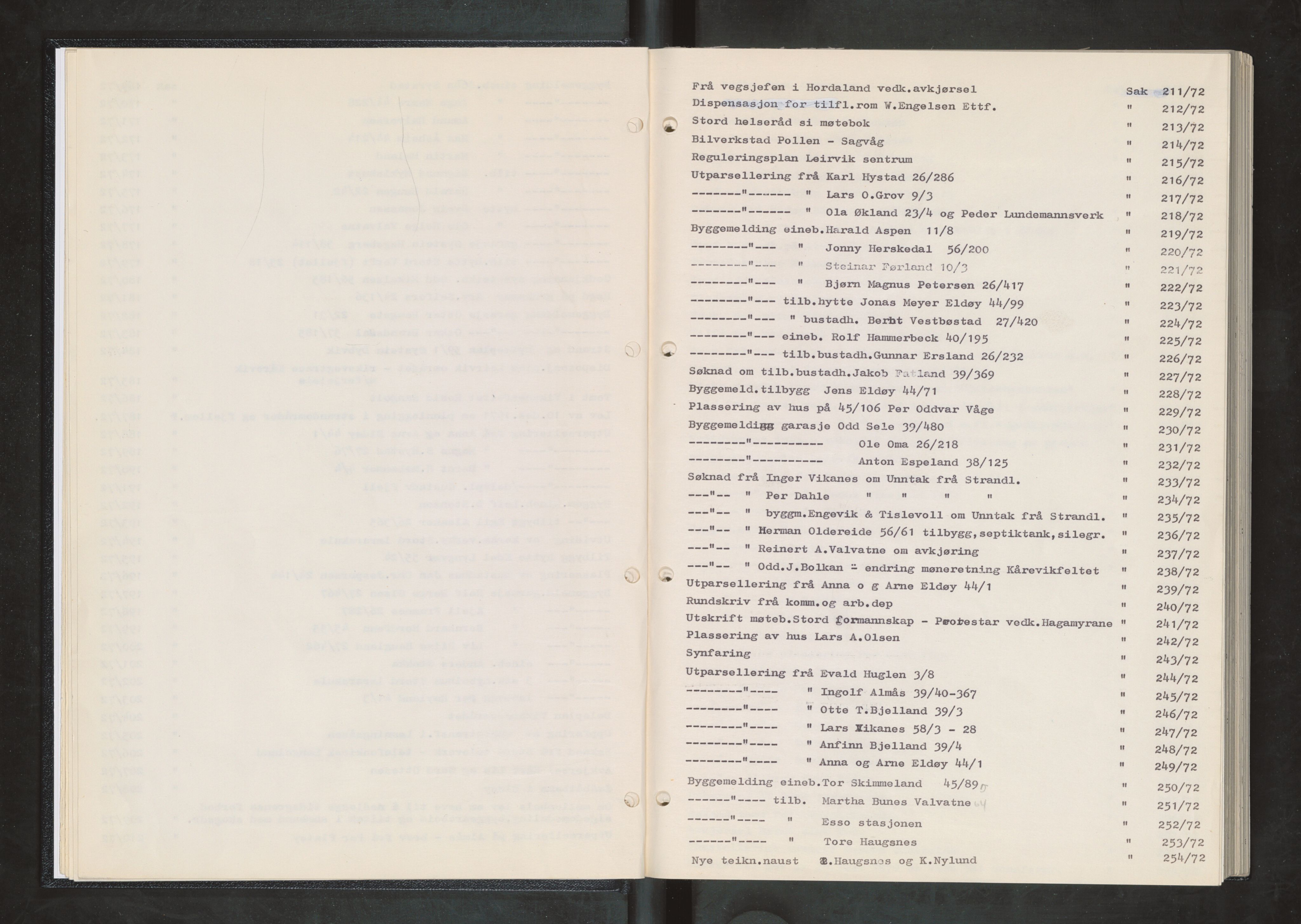 Stord kommune. Bygningsrådet, IKAH/1221-511/A/Aa/L0009: Møtebok for Stord bygningsråd, 1972