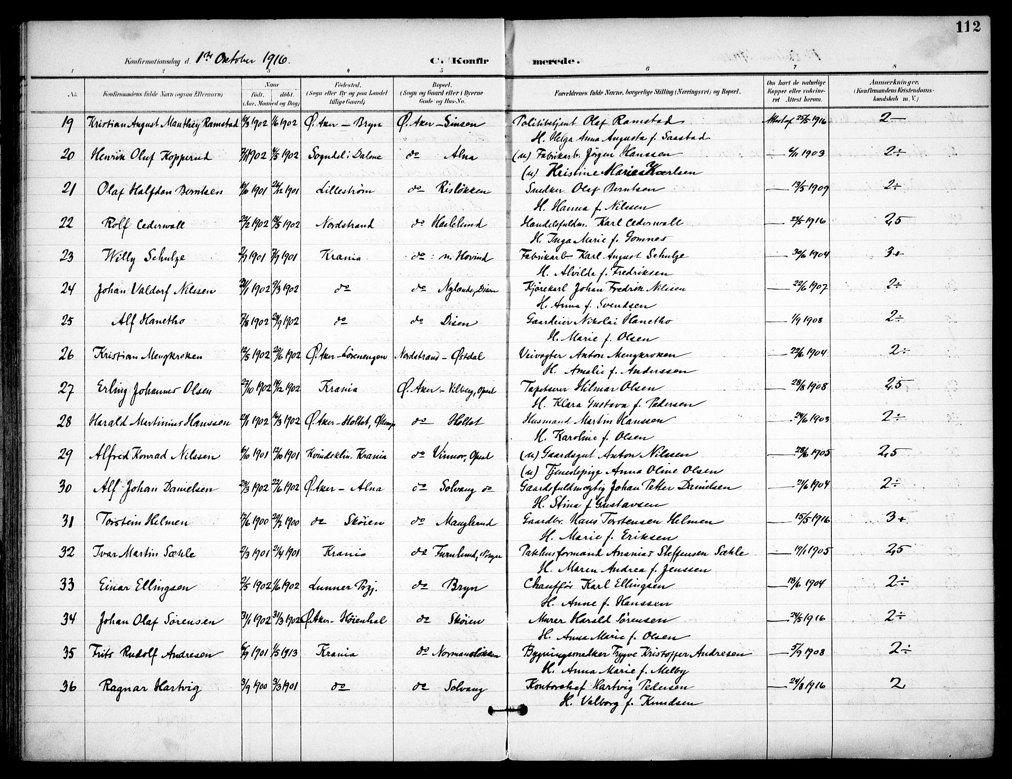 Østre Aker prestekontor Kirkebøker, AV/SAO-A-10840/F/Fa/L0011: Parish register (official) no. I 11, 1895-1917, p. 112