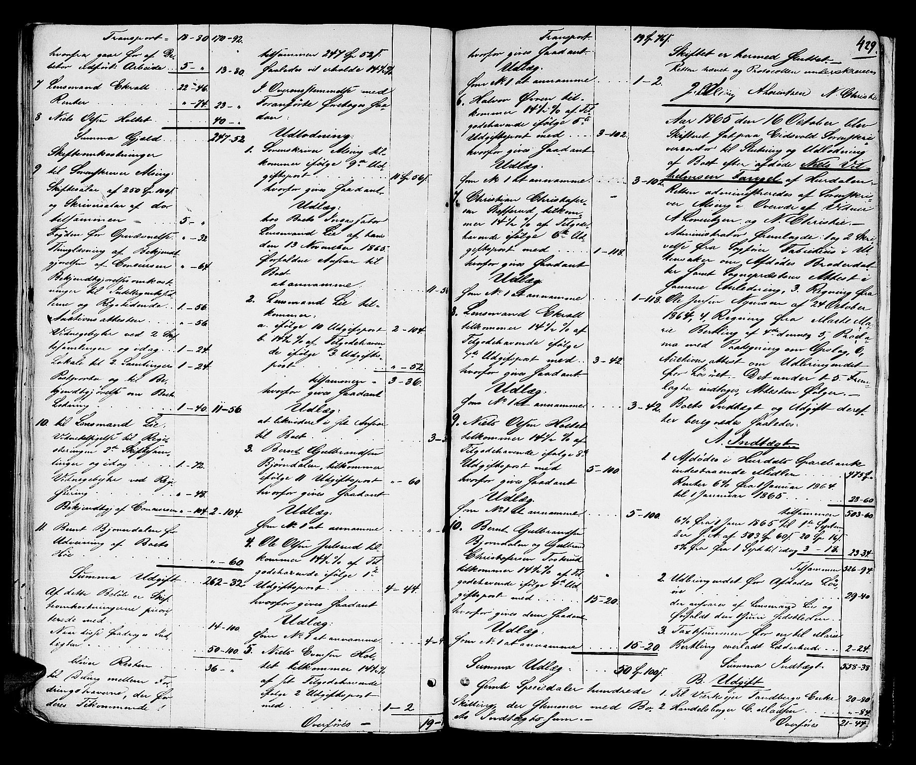 Øvre Romerike sorenskriveri, AV/SAO-A-10649/H/Hb/L0025: Skifteprotokoll nr. 25, 1837-1865, p. 428b-429a