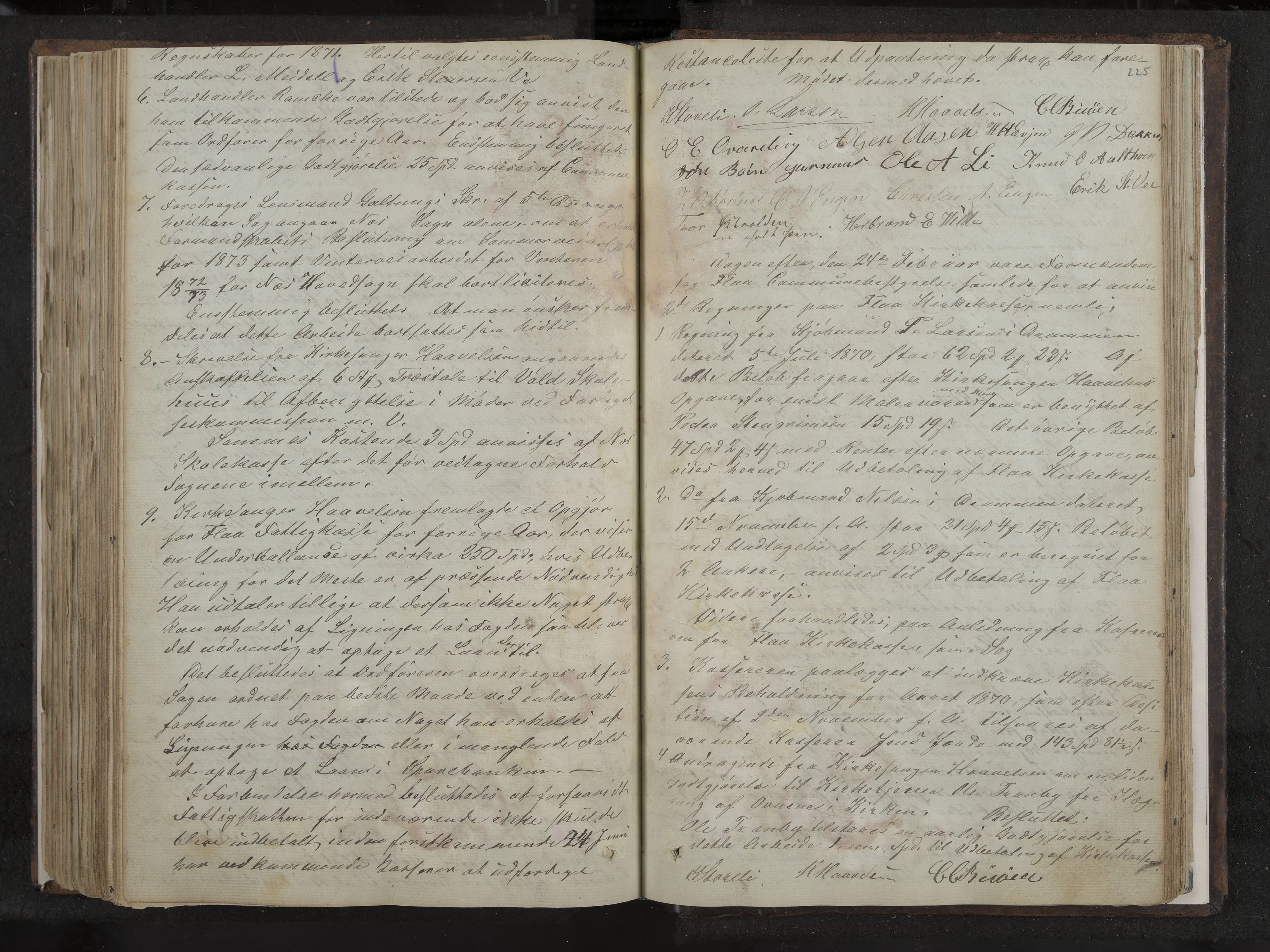 Nes formannskap og sentraladministrasjon, IKAK/0616021-1/A/Aa/L0001: Møtebok med register, 1838-1875, p. 225