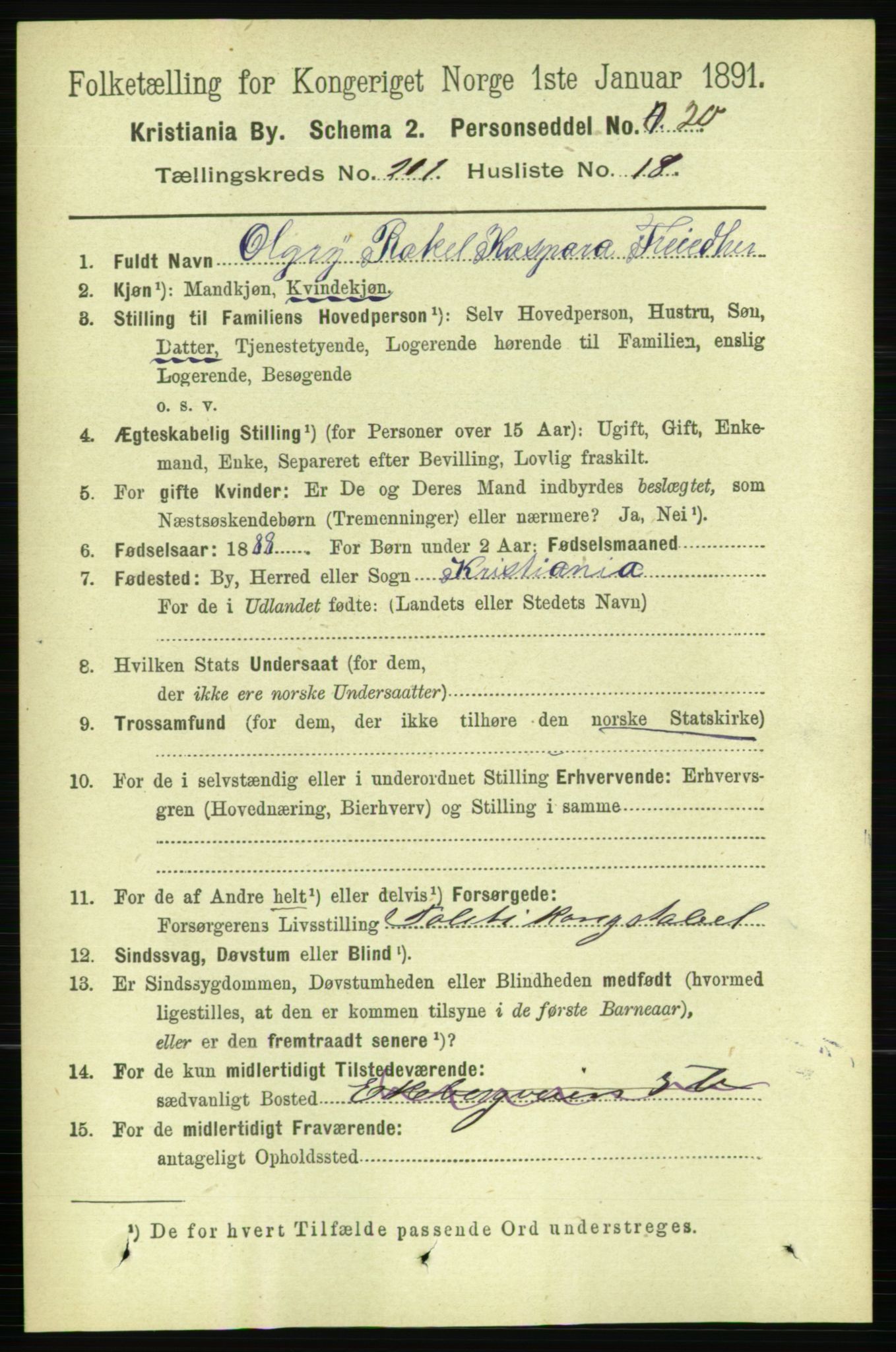 RA, 1891 census for 0301 Kristiania, 1891, p. 121319