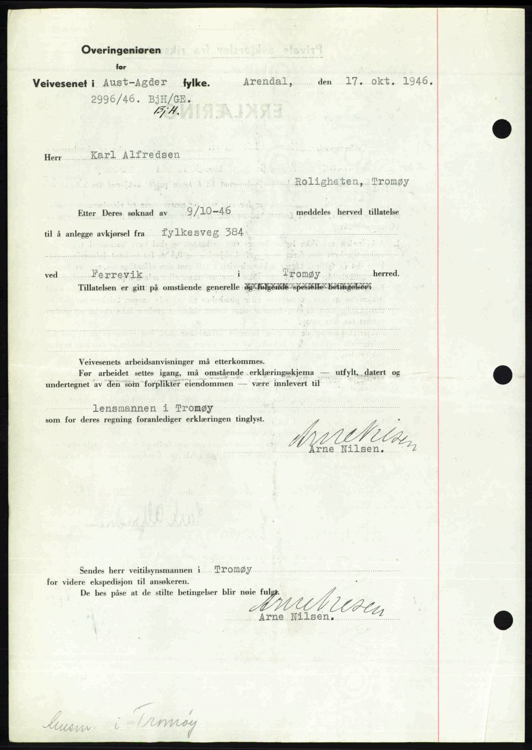 Nedenes sorenskriveri, AV/SAK-1221-0006/G/Gb/Gba/L0056: Mortgage book no. A8, 1946-1947, Diary no: : 1583/1946