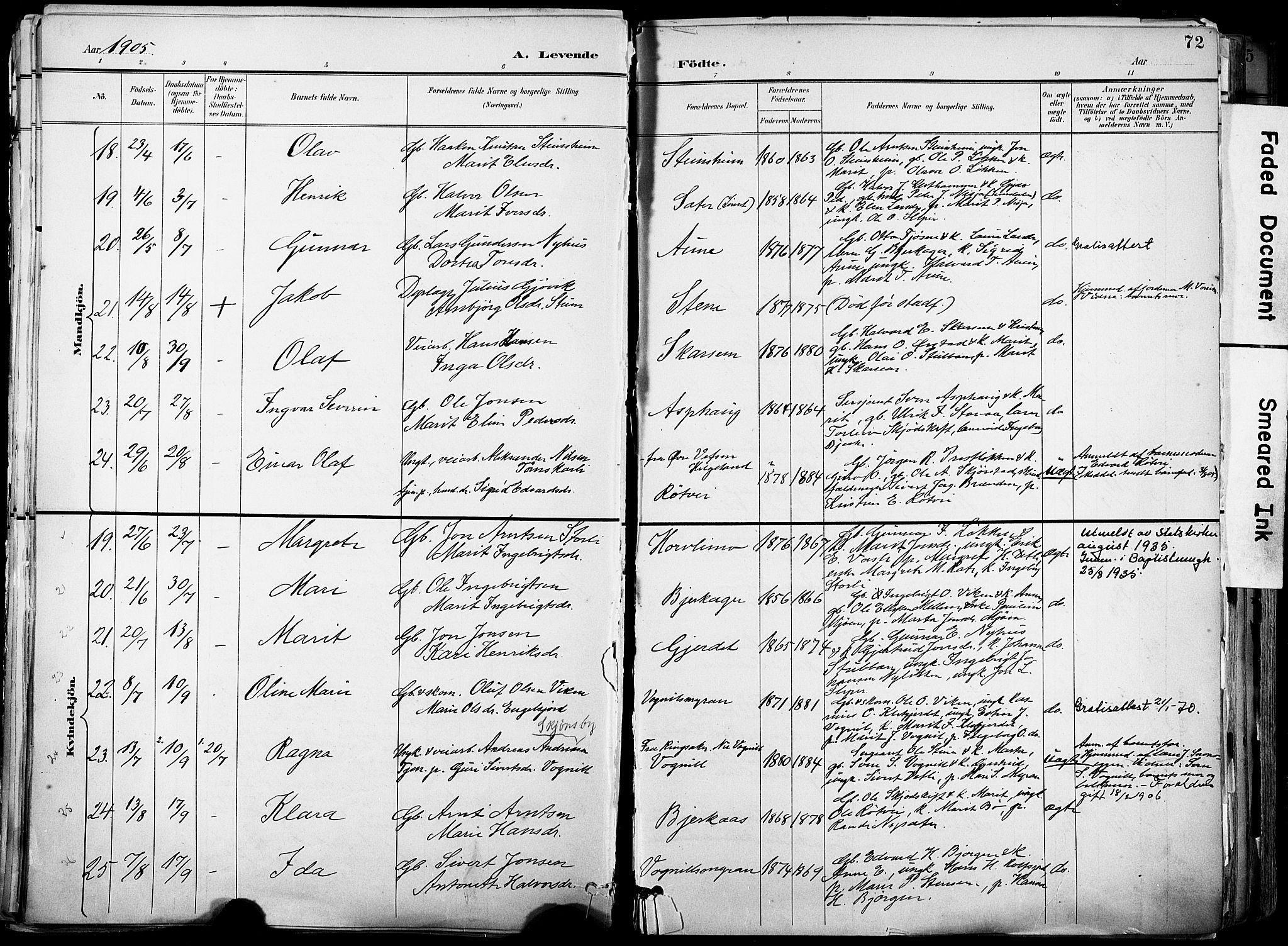 Ministerialprotokoller, klokkerbøker og fødselsregistre - Sør-Trøndelag, AV/SAT-A-1456/678/L0902: Parish register (official) no. 678A11, 1895-1911, p. 72