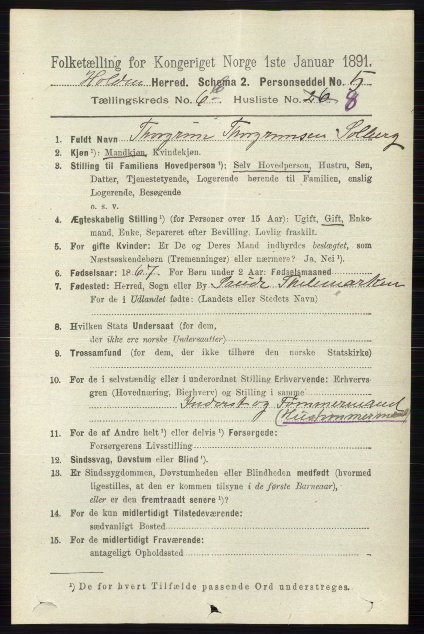 RA, 1891 census for 0819 Holla, 1891, p. 3214