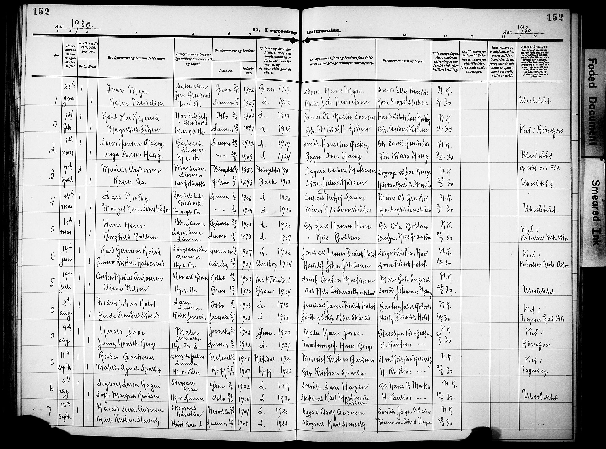 Lunner prestekontor, AV/SAH-PREST-118/H/Ha/Hab/L0002: Parish register (copy) no. 2, 1923-1933, p. 152