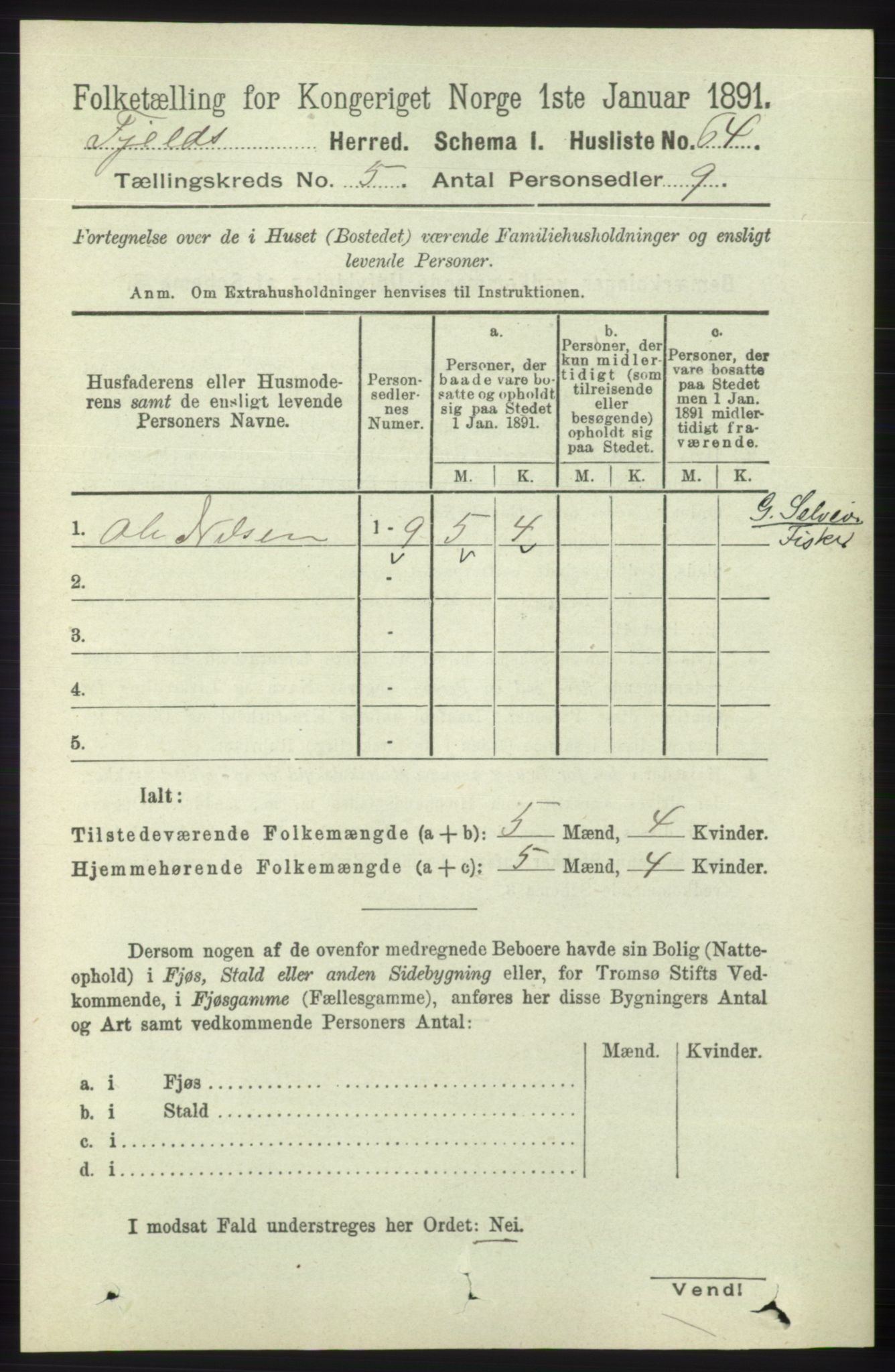 RA, 1891 census for 1246 Fjell, 1891, p. 2547