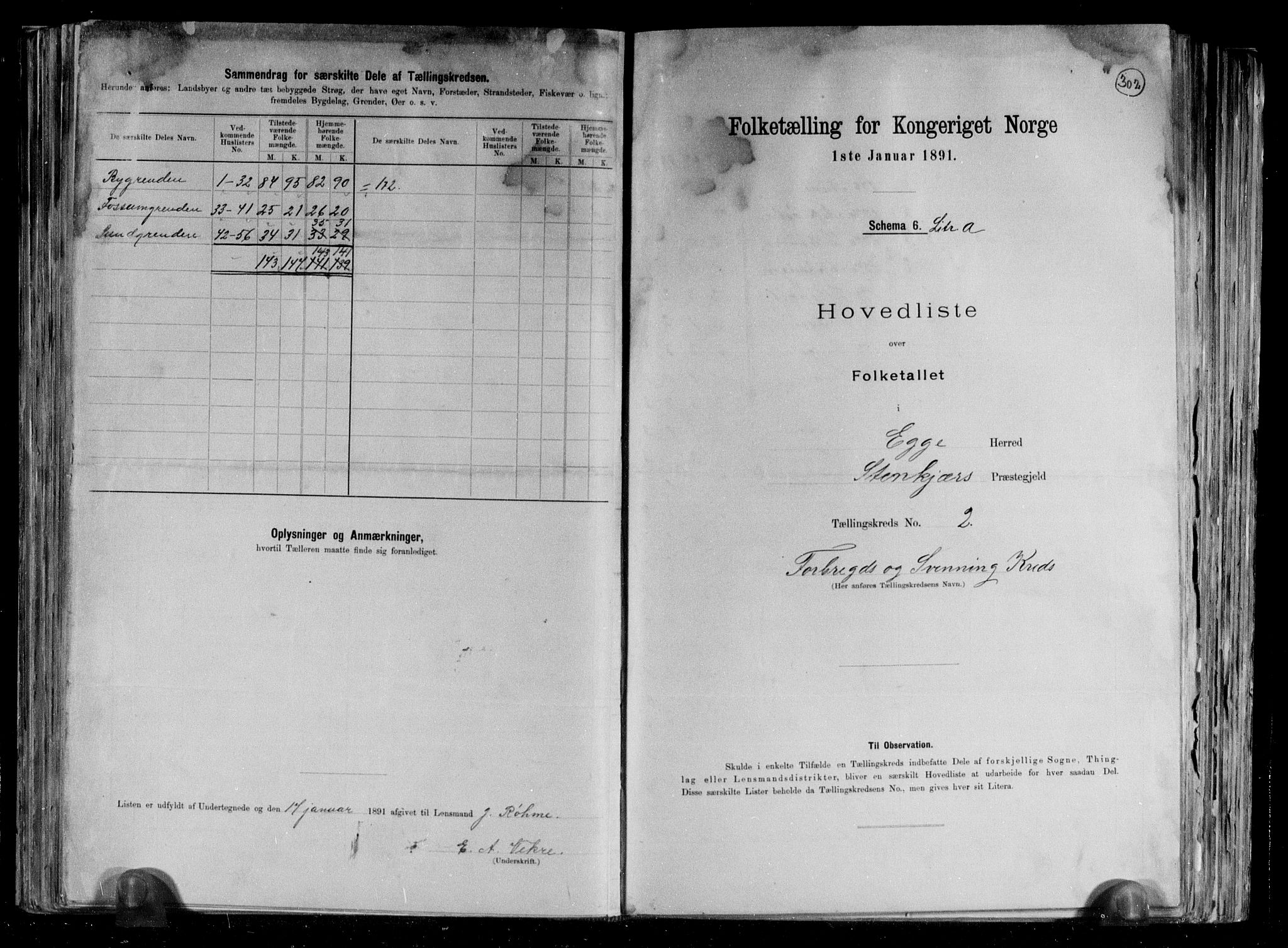 RA, 1891 census for 1733 Egge, 1891, p. 9