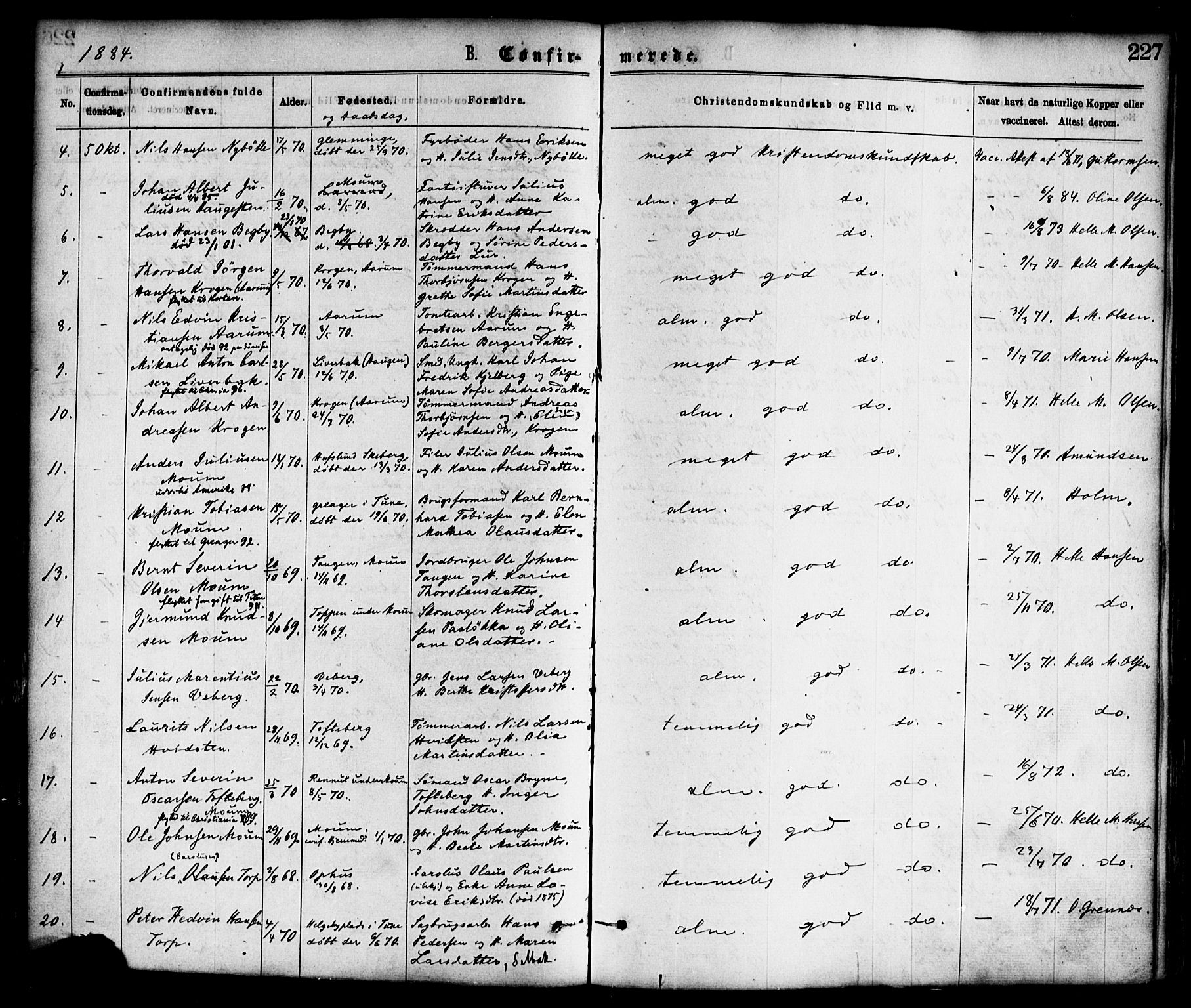 Borge prestekontor Kirkebøker, AV/SAO-A-10903/F/Fa/L0007: Parish register (official) no. I 7, 1875-1886, p. 227
