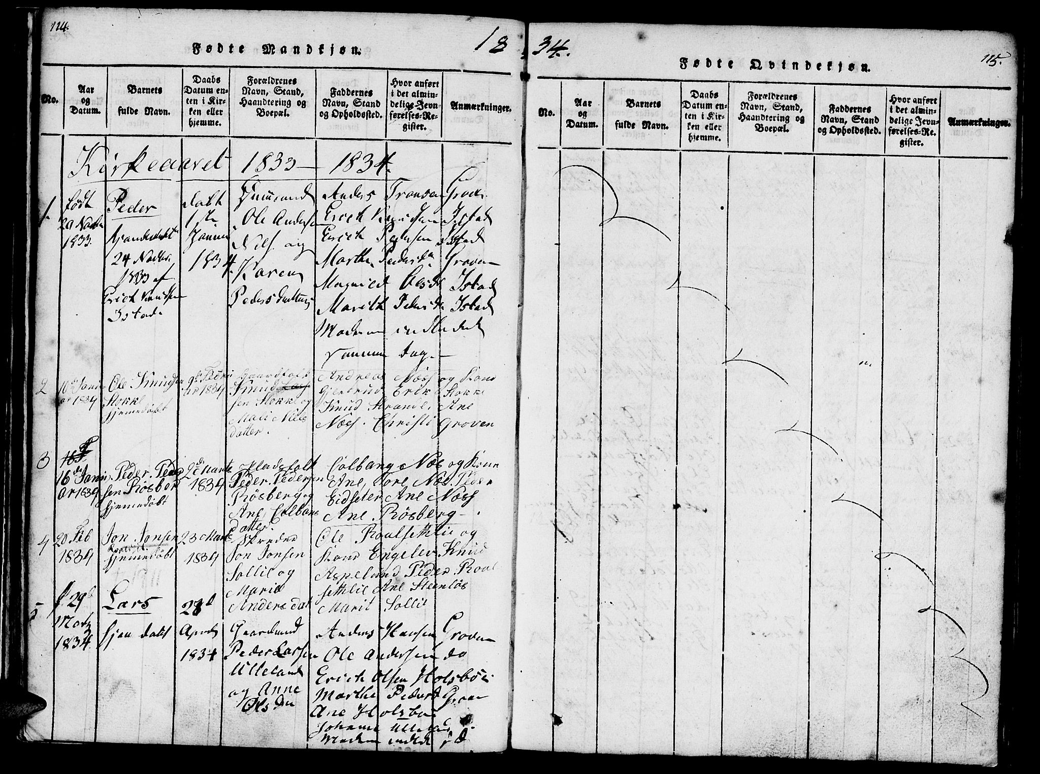 Ministerialprotokoller, klokkerbøker og fødselsregistre - Møre og Romsdal, SAT/A-1454/557/L0679: Parish register (official) no. 557A01, 1818-1843, p. 114-115