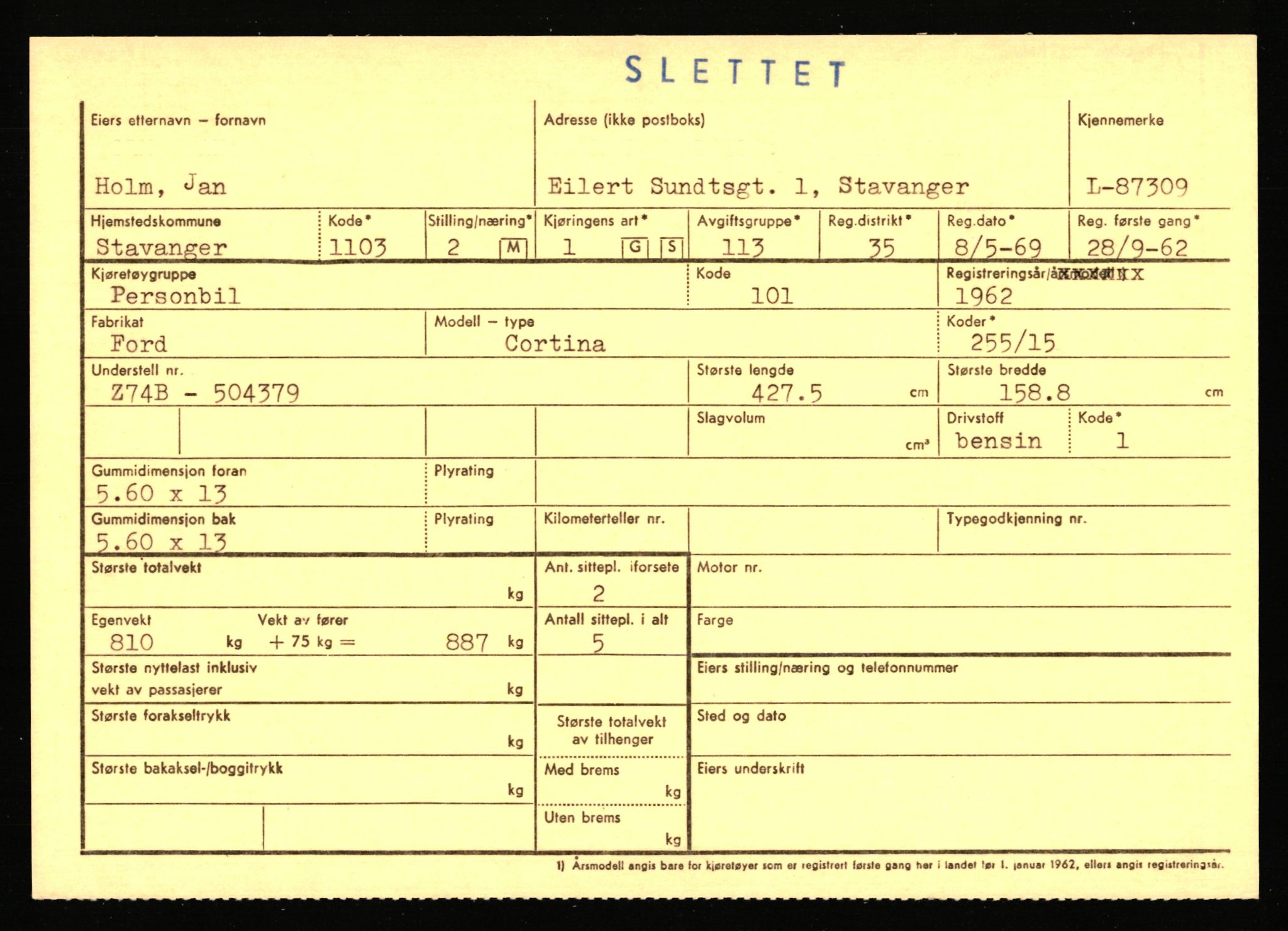 Stavanger trafikkstasjon, SAST/A-101942/0/F/L0074: L-86500 - L-88799, 1930-1971, p. 707