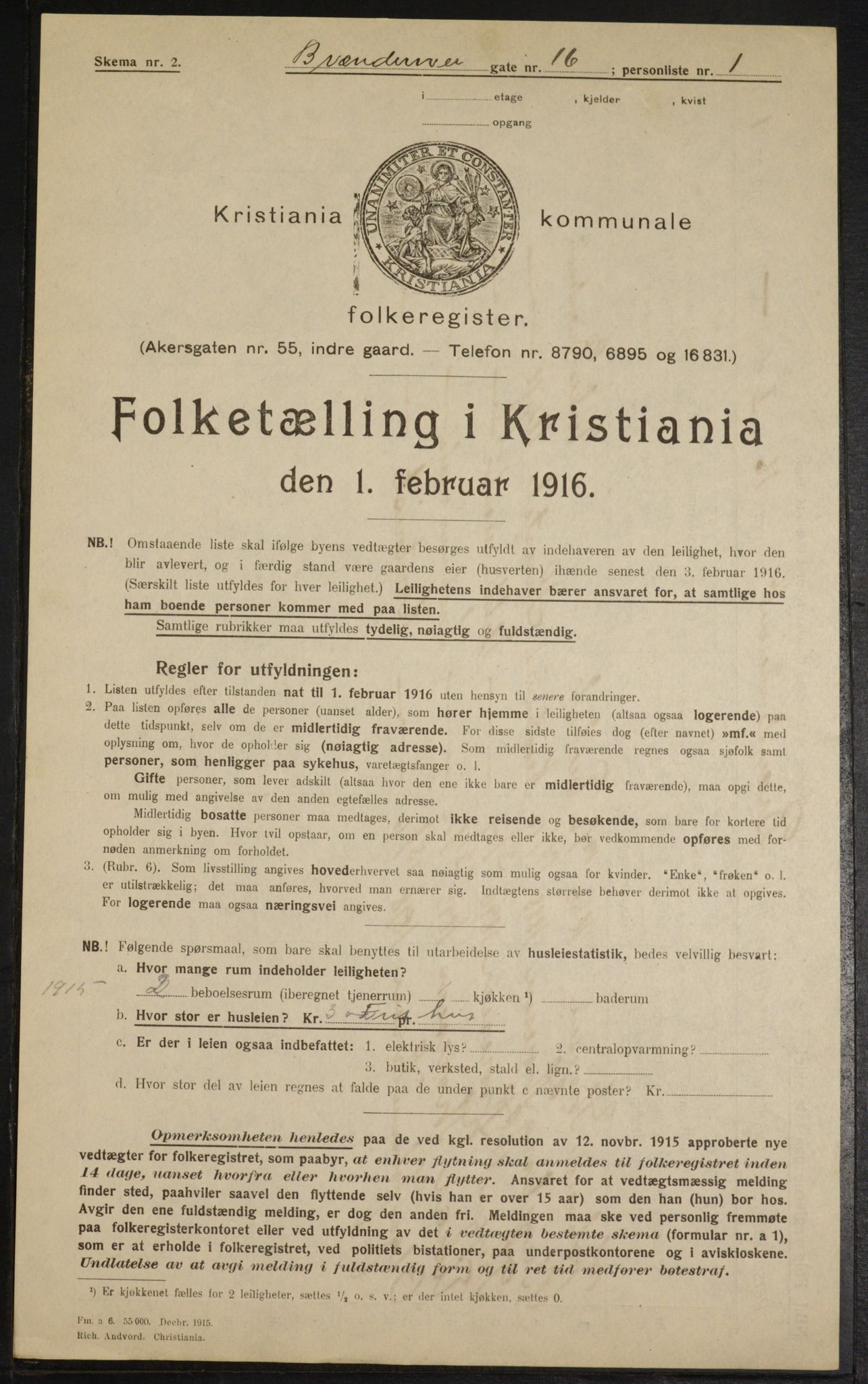 OBA, Municipal Census 1916 for Kristiania, 1916, p. 8860