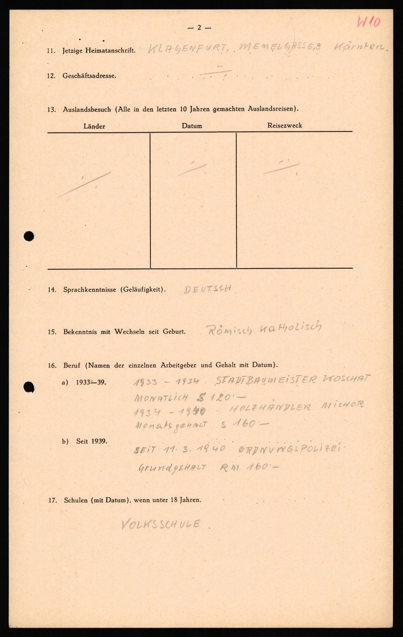 Forsvaret, Forsvarets overkommando II, AV/RA-RAFA-3915/D/Db/L0040: CI Questionaires. Tyske okkupasjonsstyrker i Norge. Østerrikere., 1945-1946, p. 361