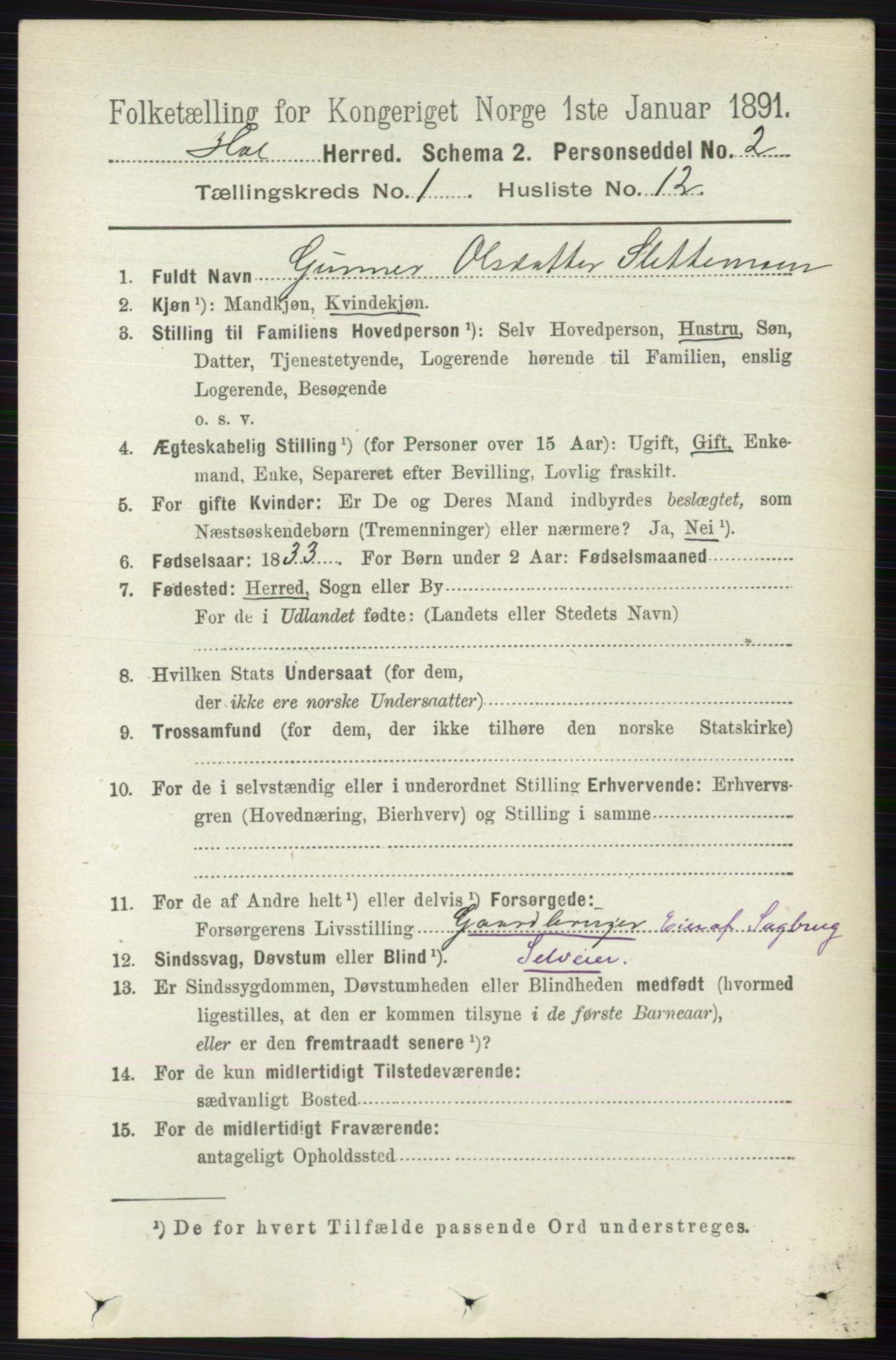 RA, 1891 census for 0620 Hol, 1891, p. 125