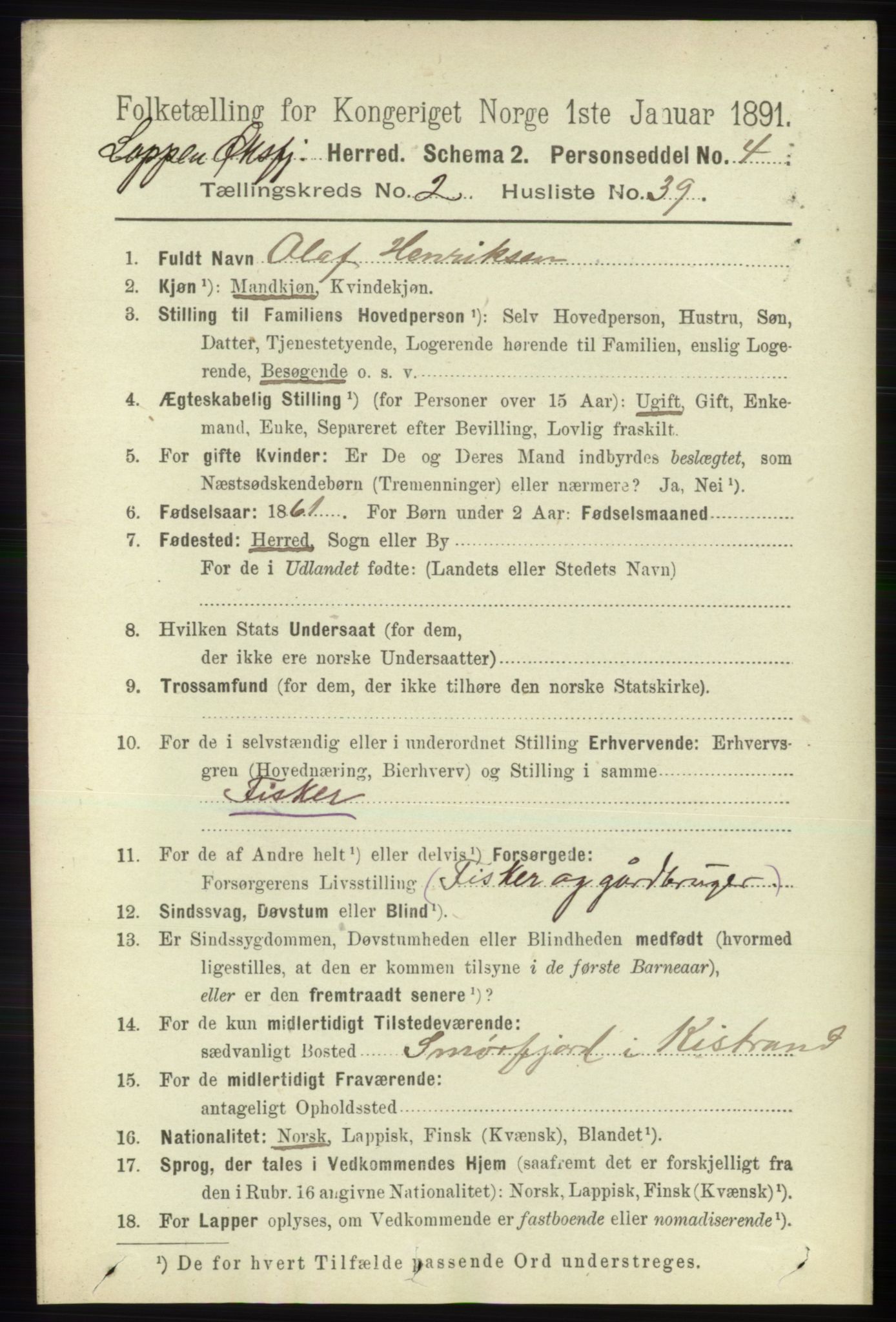 RA, 1891 census for 2014 Loppa, 1891, p. 635