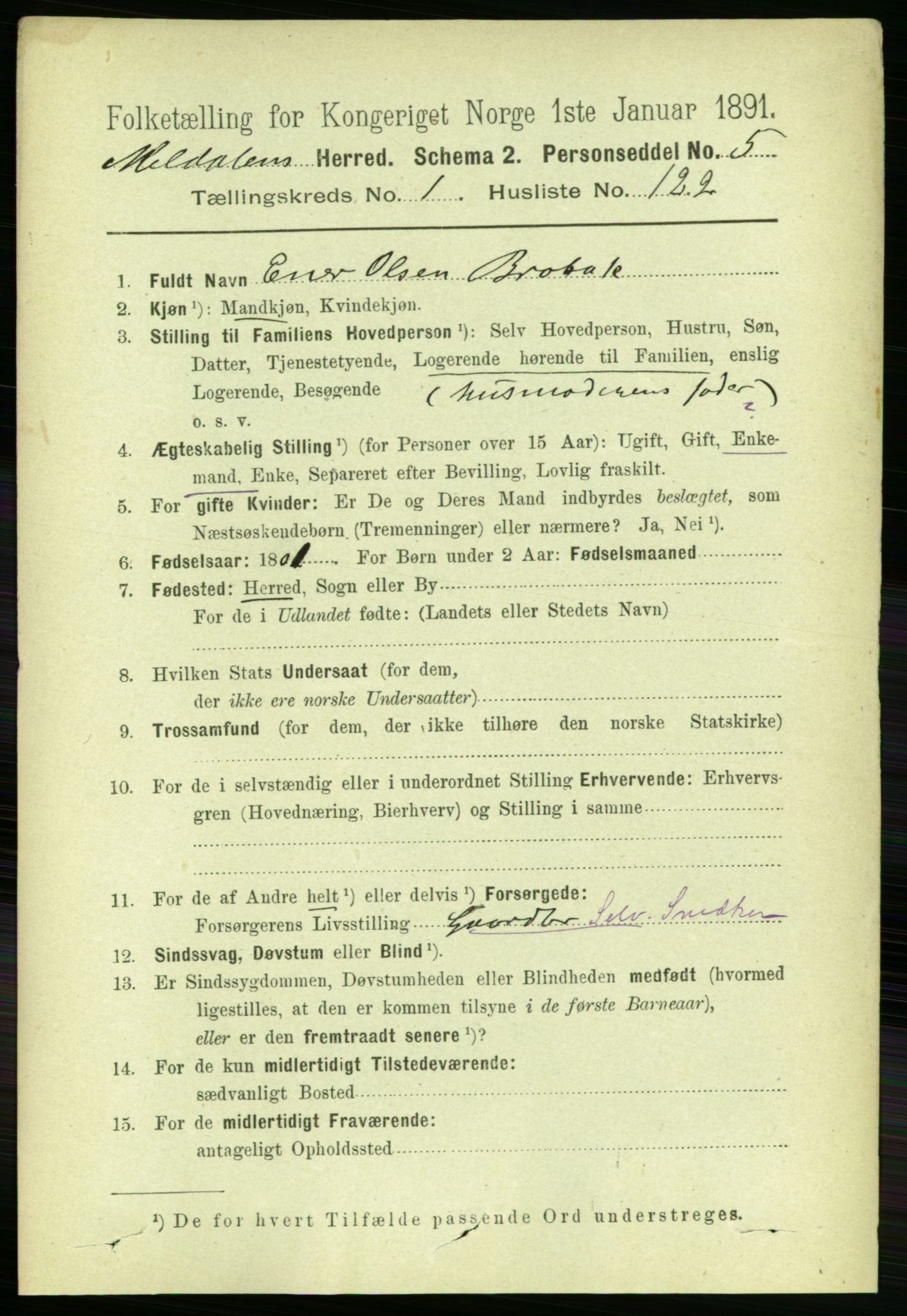 RA, 1891 census for 1636 Meldal, 1891, p. 938