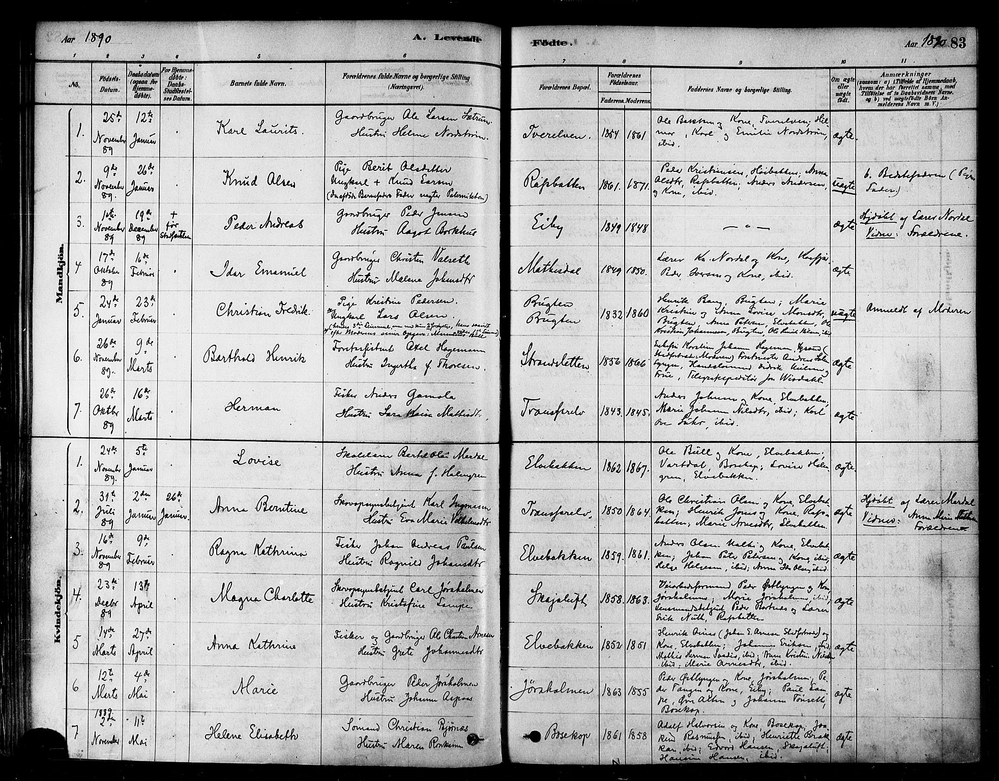 Alta sokneprestkontor, AV/SATØ-S-1338/H/Ha/L0002.kirke: Parish register (official) no. 2, 1879-1892, p. 83