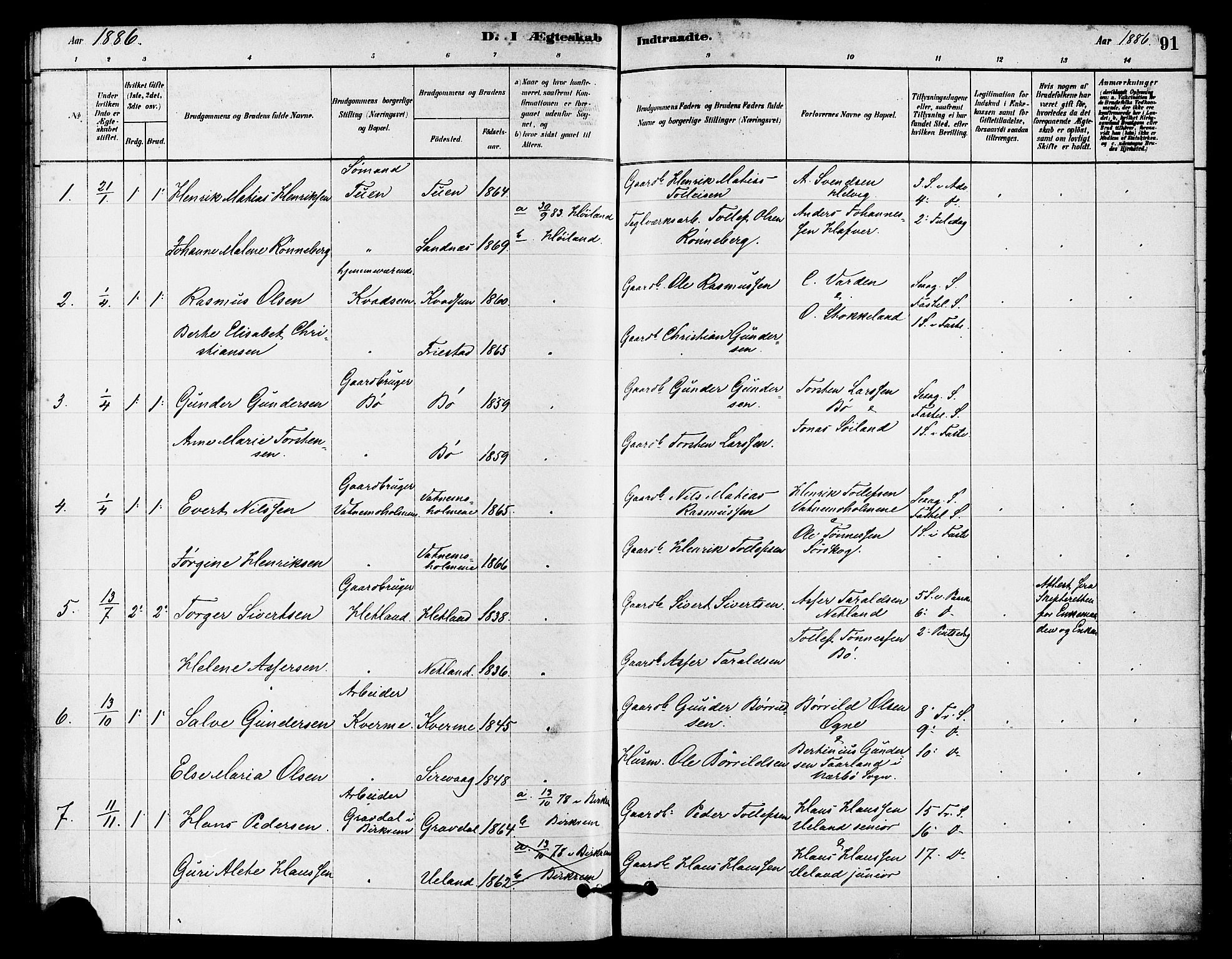 Eigersund sokneprestkontor, AV/SAST-A-101807/S08/L0016: Parish register (official) no. A 16, 1879-1893, p. 91