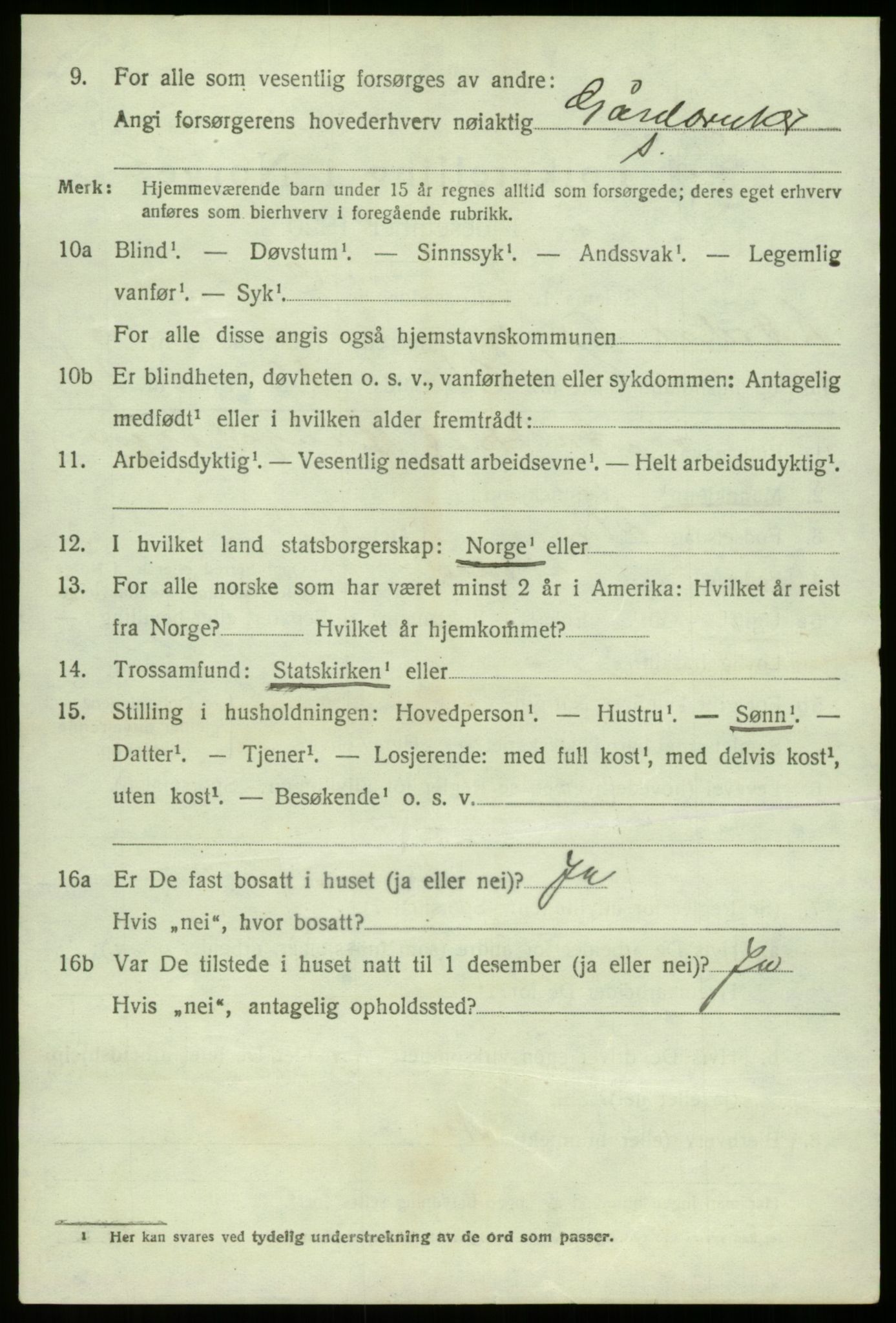 SAB, 1920 census for Lærdal, 1920, p. 2691