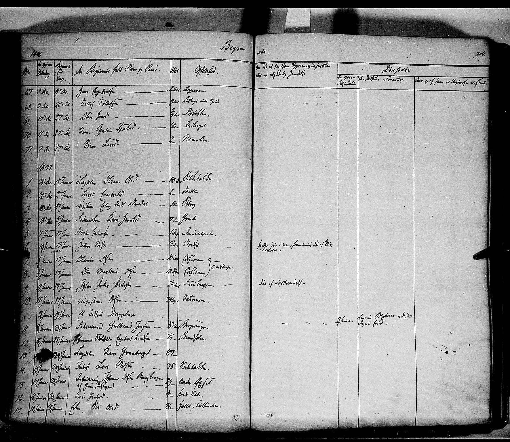 Elverum prestekontor, AV/SAH-PREST-044/H/Ha/Haa/L0009: Parish register (official) no. 9, 1843-1856, p. 206