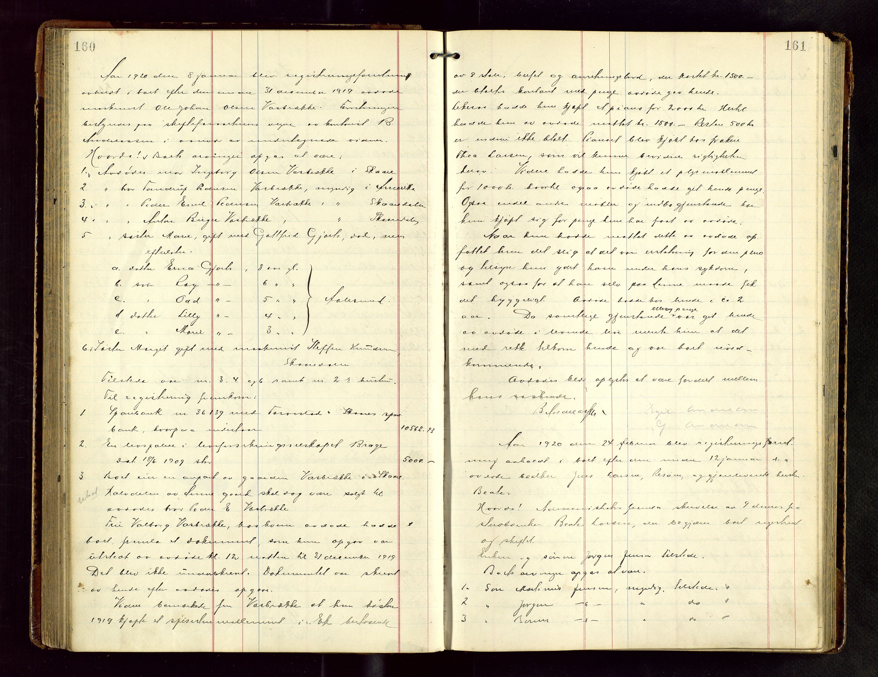 Haugesund tingrett, SAST/A-101415/01/IV/IVB/L0004: Skifteregistreringsprotokoll, med register, 1914-1923, p. 160-161