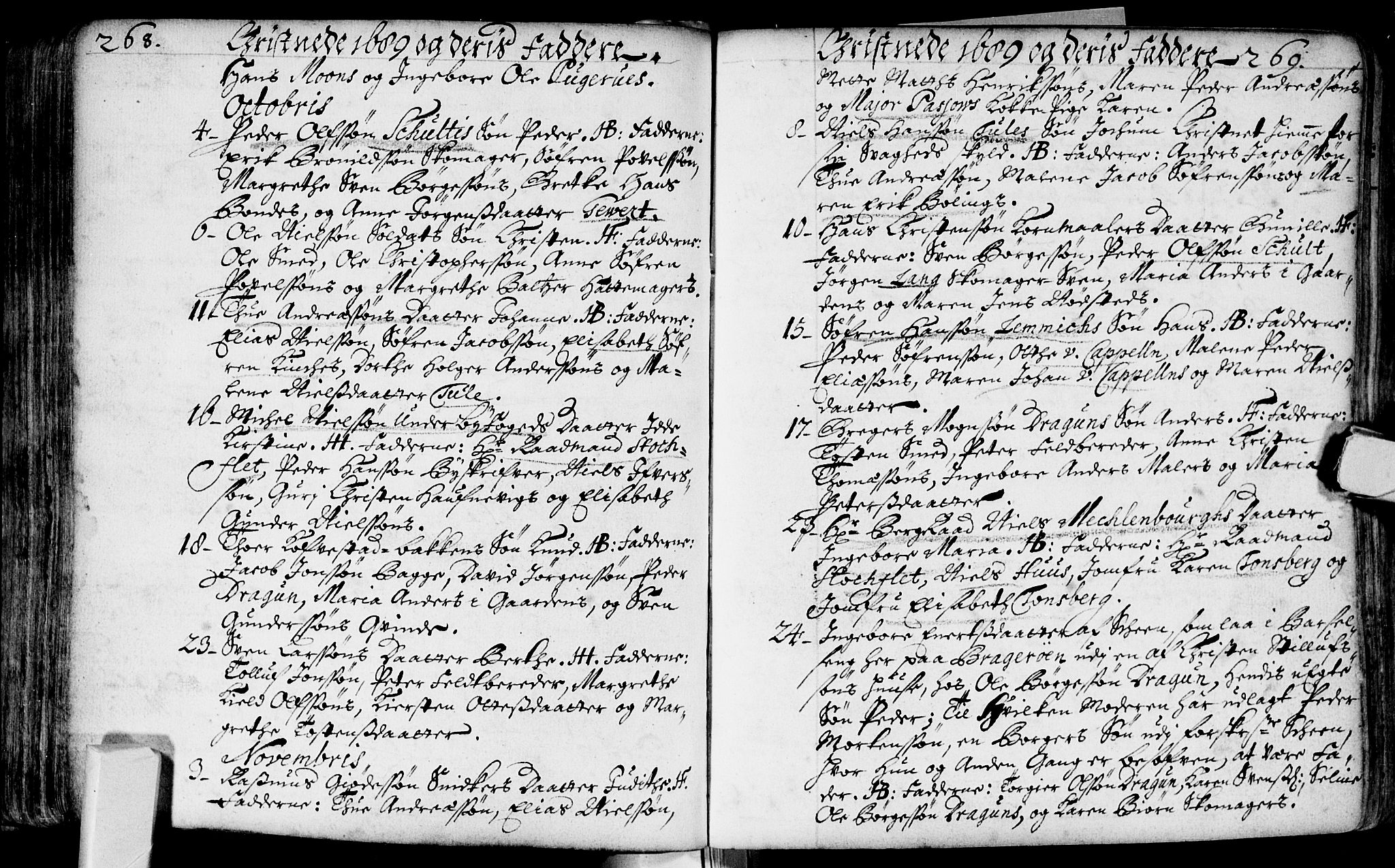 Bragernes kirkebøker, AV/SAKO-A-6/F/Fa/L0002: Parish register (official) no. I 2, 1680-1705, p. 268-269