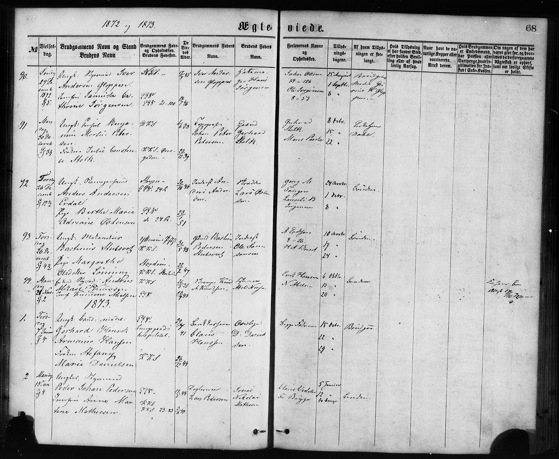 Korskirken sokneprestembete, SAB/A-76101/H/Haa/L0036: Parish register (official) no. D 3, 1867-1882, p. 68