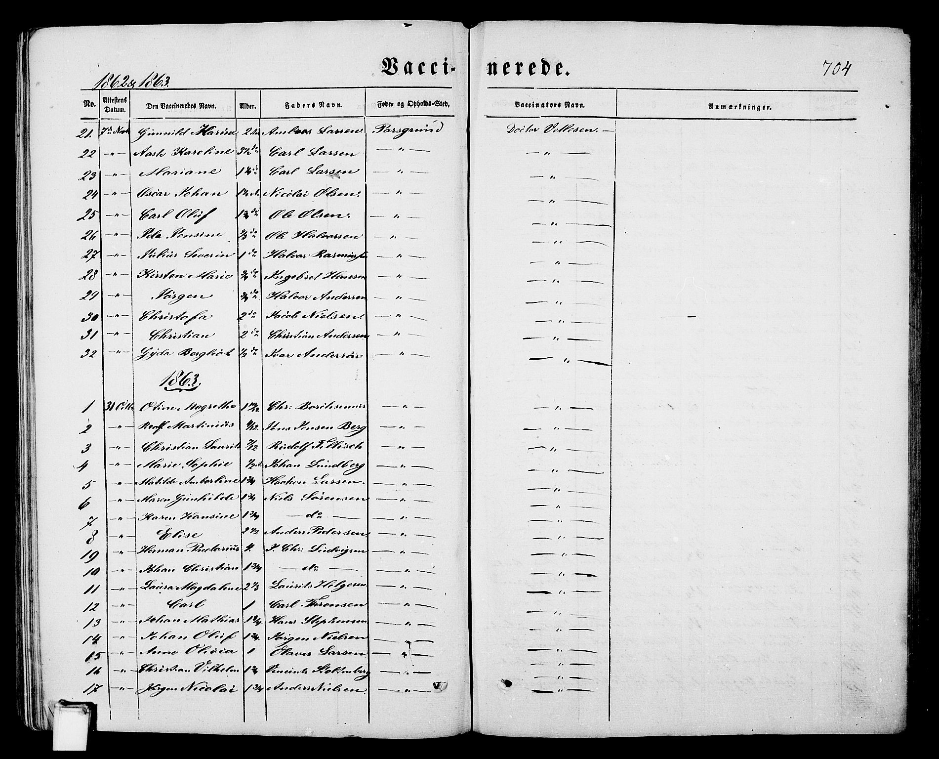 Porsgrunn kirkebøker , SAKO/A-104/G/Gb/L0004: Parish register (copy) no. II 4, 1853-1882, p. 704