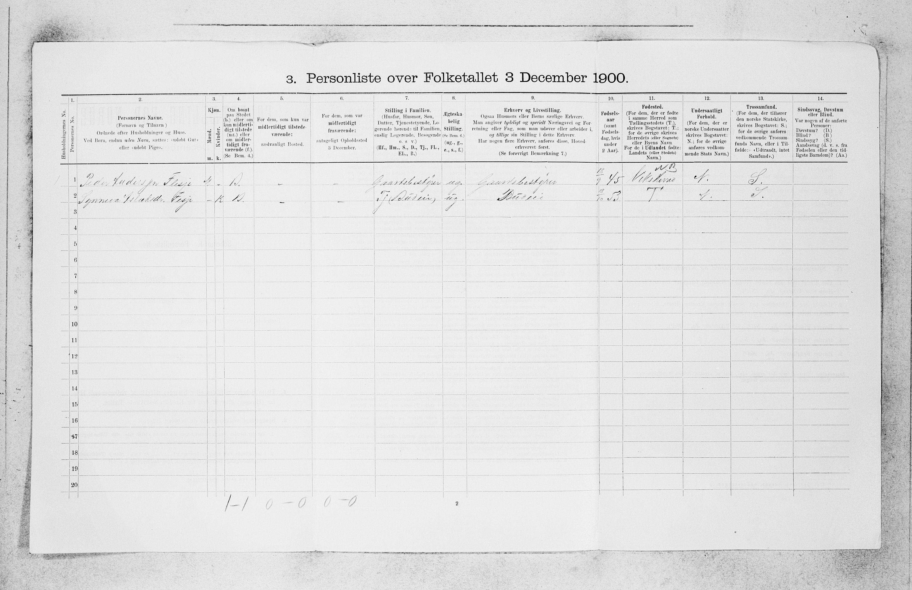 SAB, 1900 census for Balestrand, 1900, p. 72