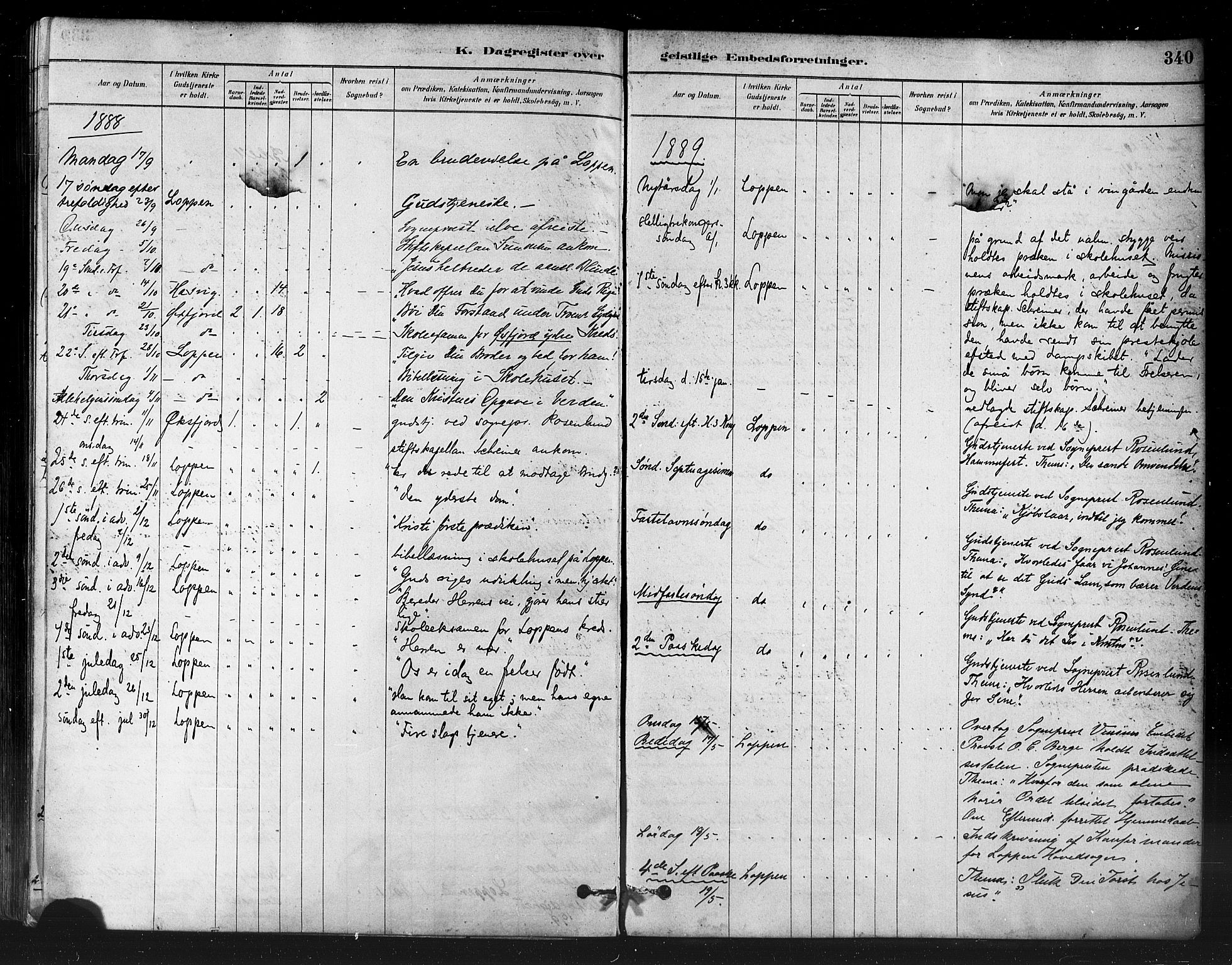 Loppa sokneprestkontor, AV/SATØ-S-1339/H/Ha/L0006kirke: Parish register (official) no. 6, 1879-1895, p. 340