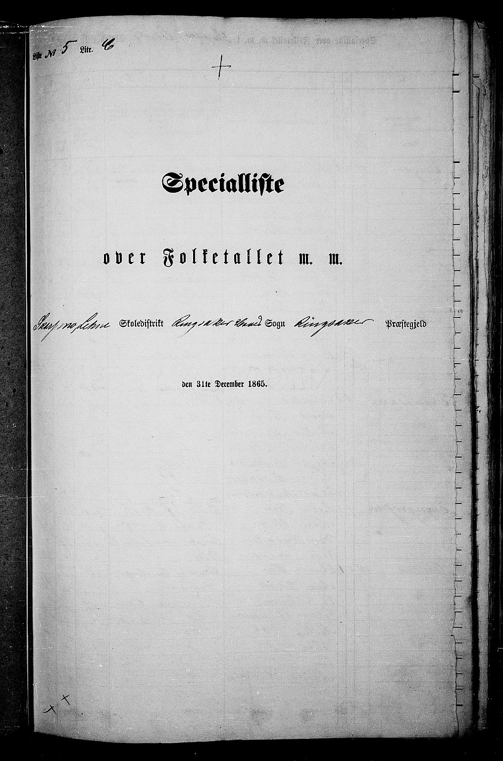 RA, 1865 census for Ringsaker, 1865, p. 139