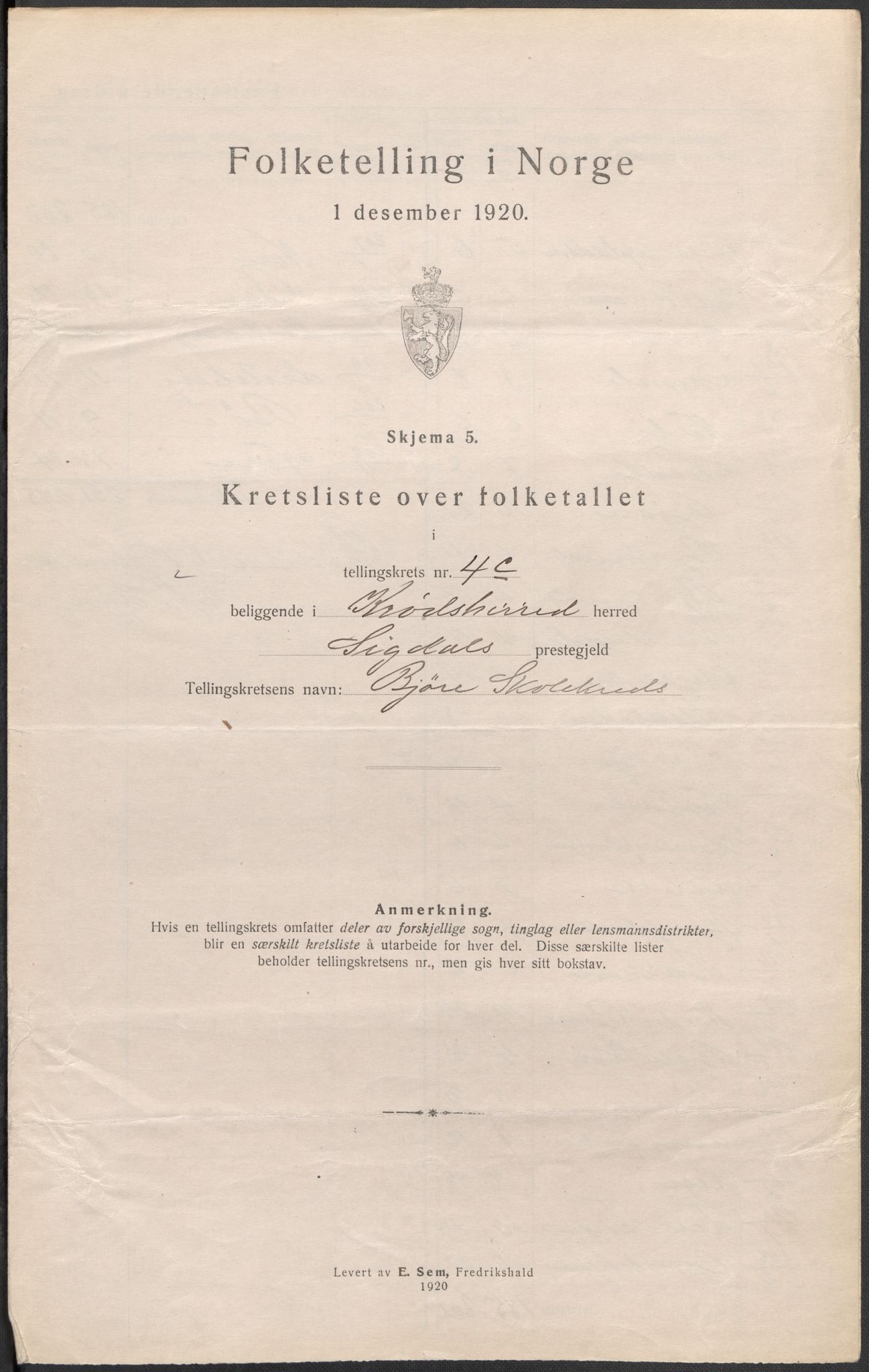 SAKO, 1920 census for Krødsherad, 1920, p. 26