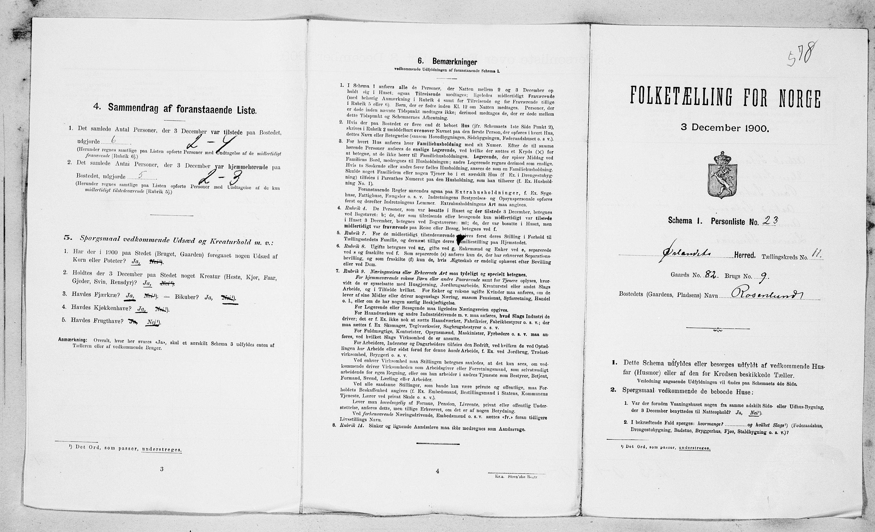 SAT, 1900 census for Ørland, 1900, p. 1213